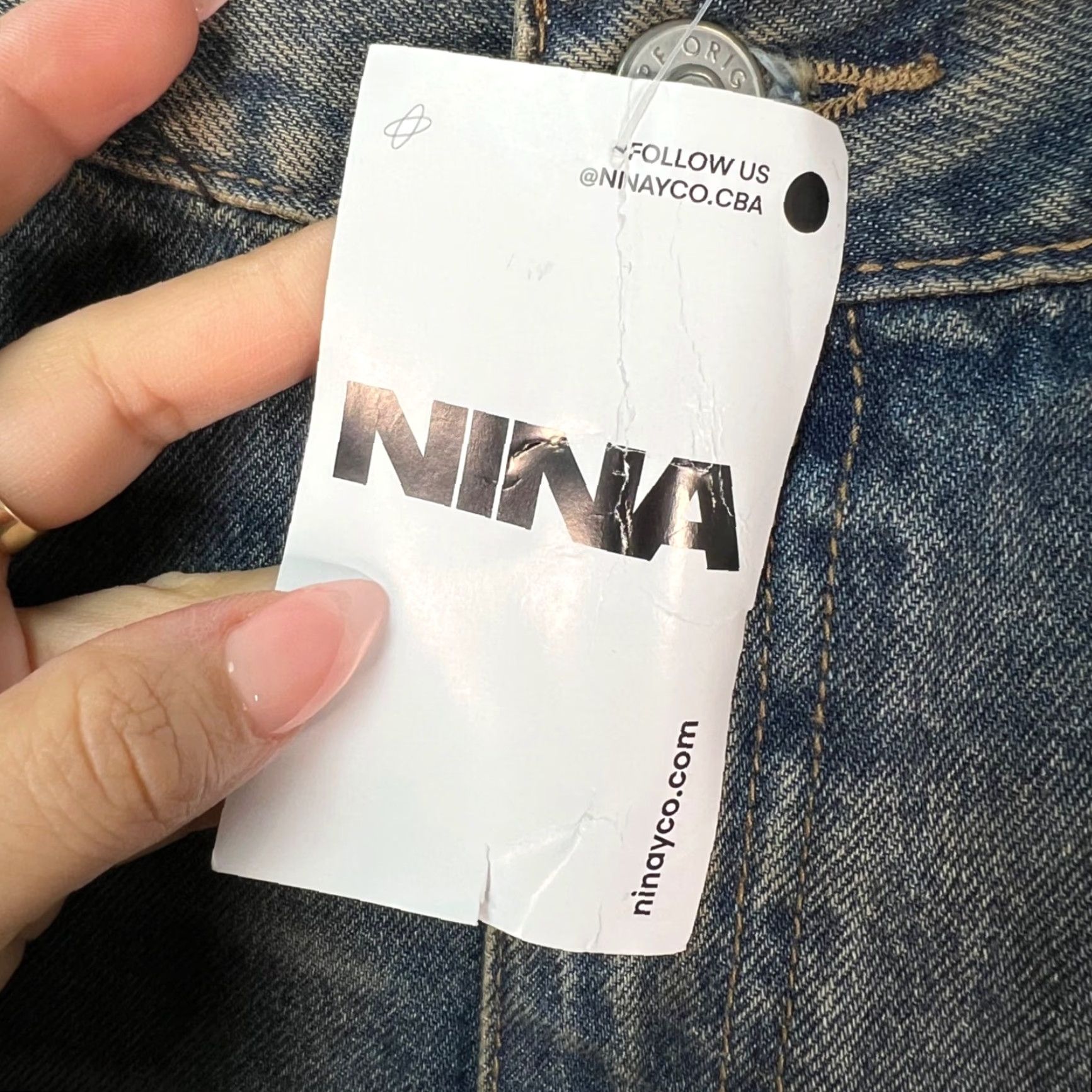 Vintage Nina Womens 38 Jeans Denim Blue High-Waisted Straight Leg 32 in Inseam 30 In 5-Pocket Style New with Tags Size 26" / US 2 / IT 38 - 4 Thumbnail
