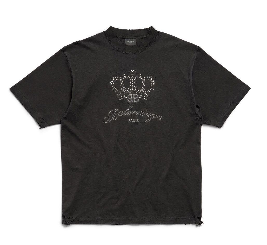 Image of Balenciaga Bb Motel T-Shirt Medium Fit In Black, Men's (Size XL)