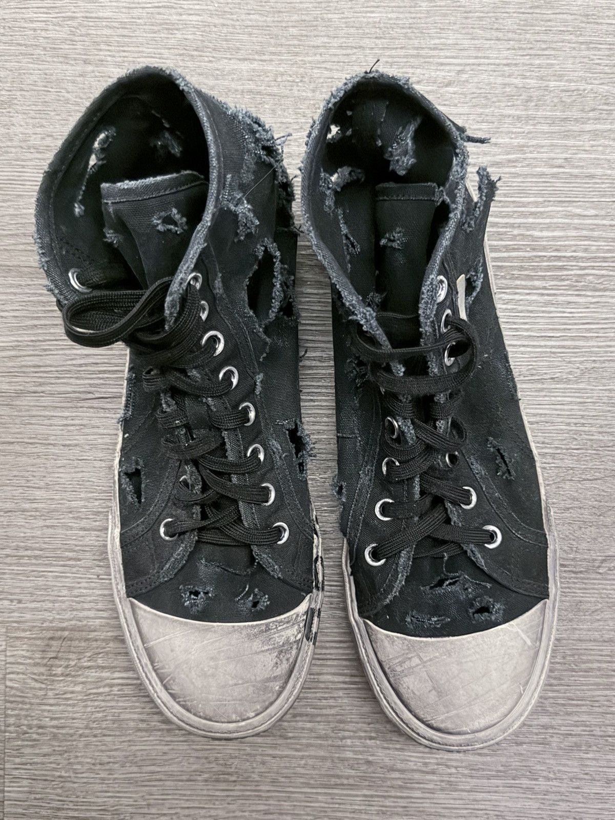Balenciaga BALENCIAGA PARIS DESTROYED HIGH TOP SNEAKERS RARE Size US 12 / EU 45 - 4 Thumbnail