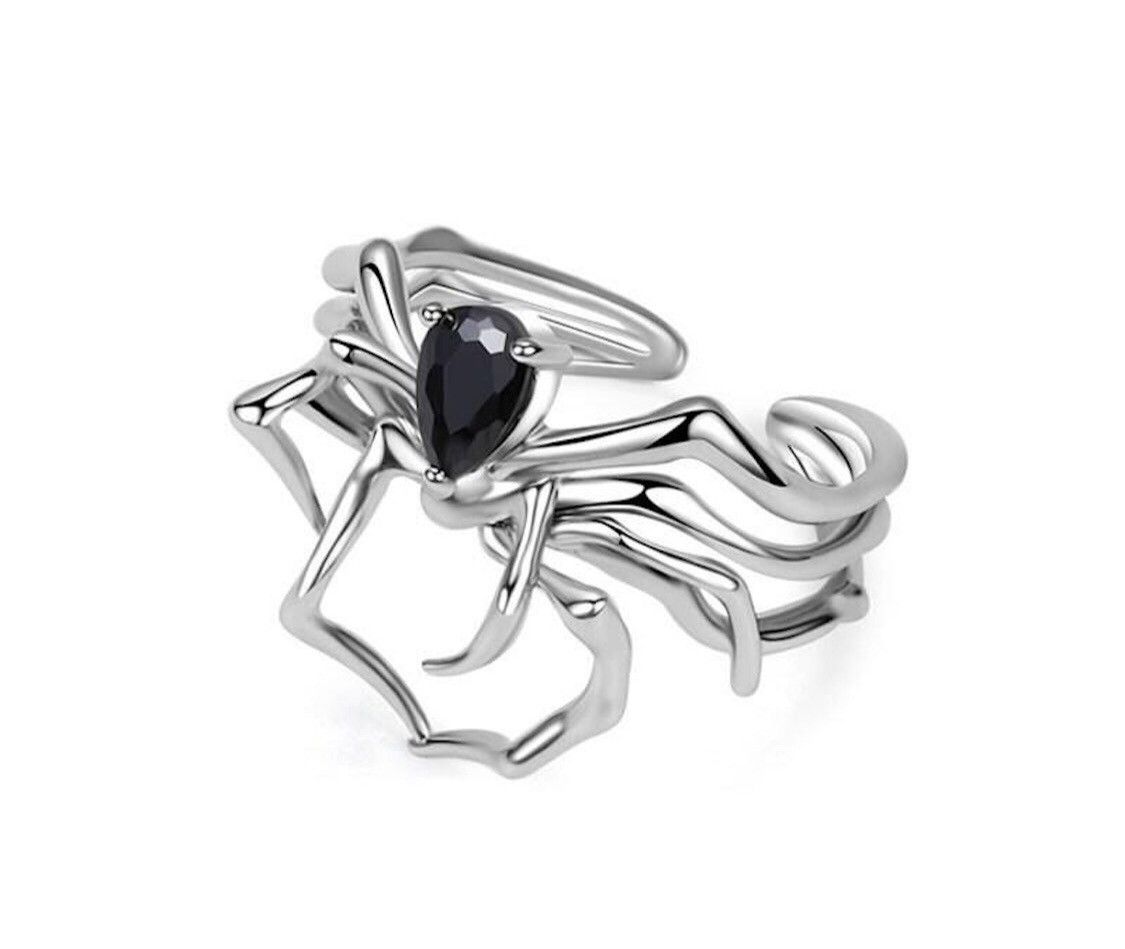 Jewelry 2pcs Goth Spider Punk Ring Size ONE SIZE - 5 Thumbnail