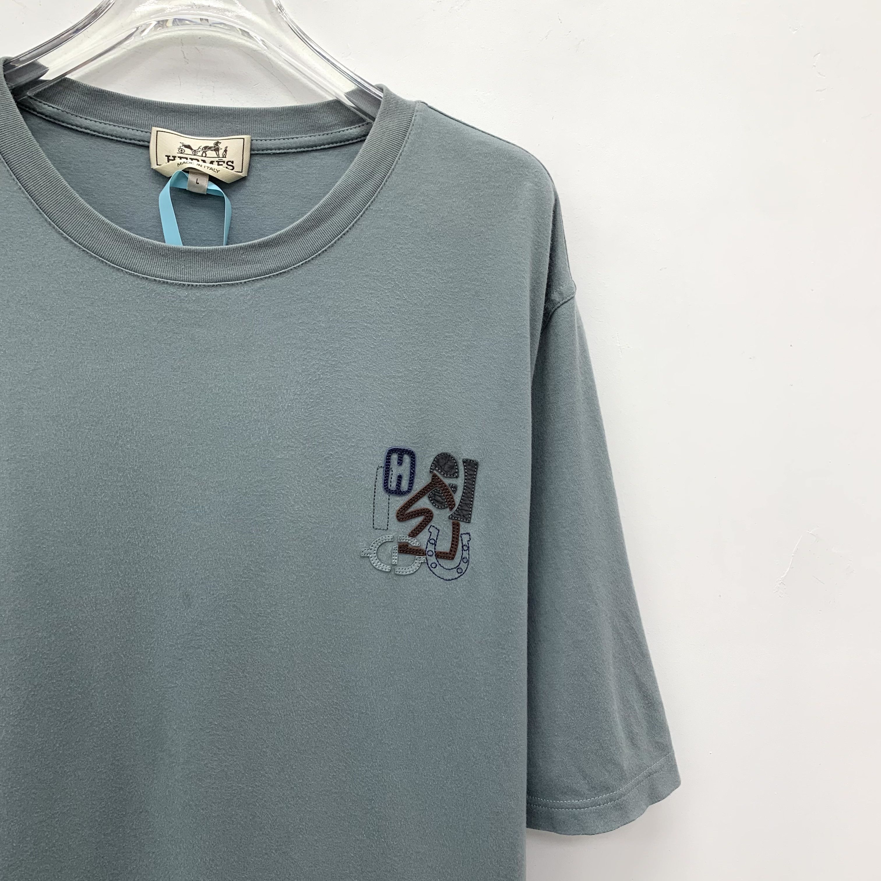 Hermes Hermès Geometric Embroidered T-Shirt Eucalyptus Green (L) Size US L / EU 52-54 / 3 - 3 Thumbnail