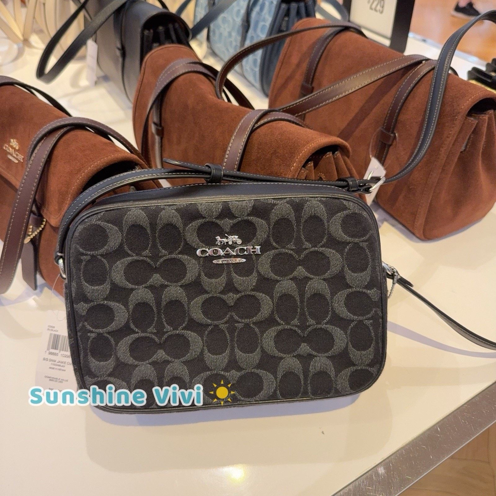 Coach NWT Coach CDE89 Jamie Camera Bag Signature Denim Black Size ONE SIZE - 2 Thumbnail