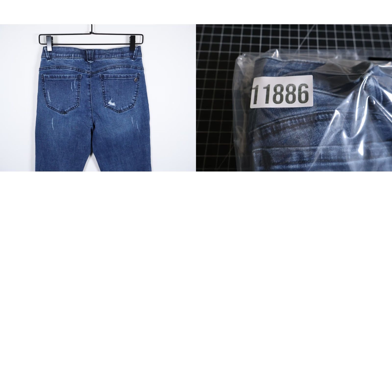 Vintage Democracy Jeans Women's 2 (28 x 27) Blue Distressed Straight Denim 5-Pocket Zip Fly Retro 90s Hipster Style Mens Womens Girls Size 26" / US 2 / IT 38 - 10 Thumbnail