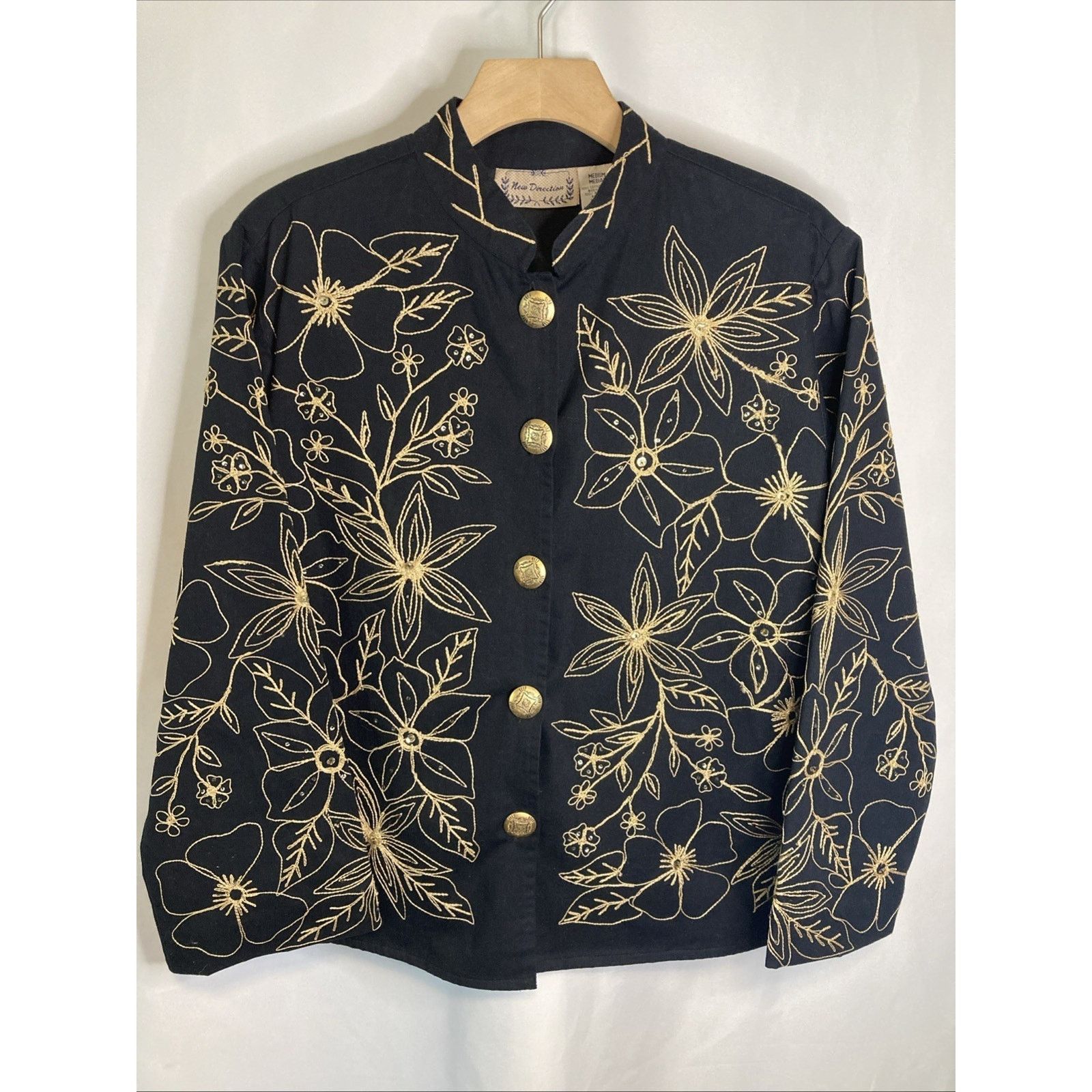 Other Vintage Jacket M Embroidered Button Up Black Gold Floral Size M / US 6-8 / IT 42-44 - 1 Thumbnail