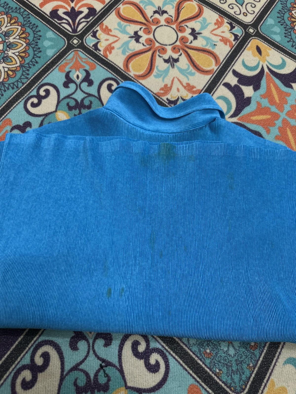 Pleats Please Issey Miyake Pleats Please Issey Miyake Neon Blue Polo Style Shirt Size US M / EU 48-50 / 2 - 17 Thumbnail