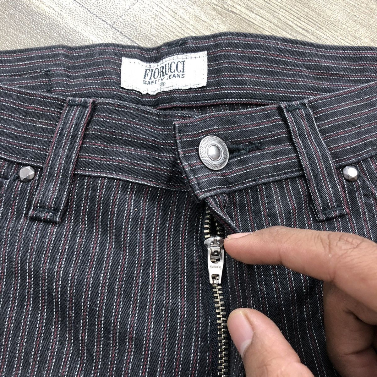 If Six Was Nine 1990s Fiorucci Safety Stripped Baggy Lgb Y2K Flared Jeans Size US 30 / EU 46 - 7 Thumbnail