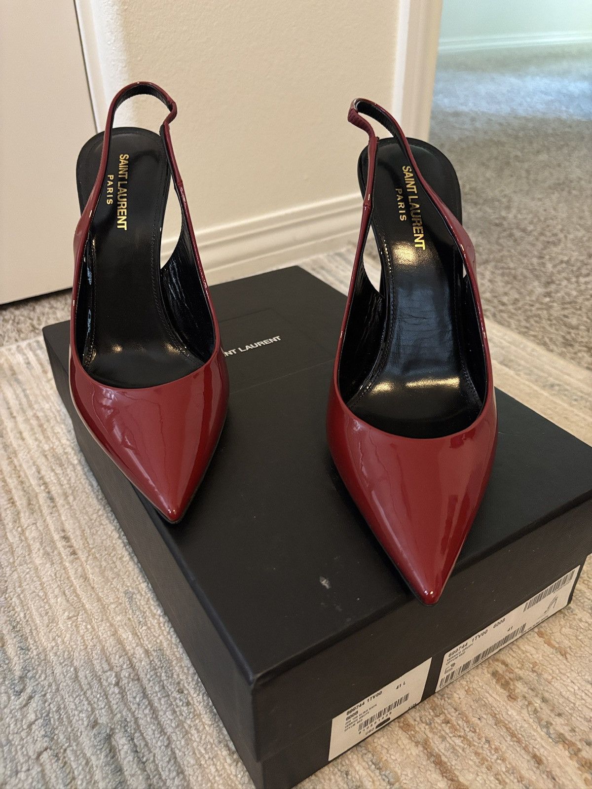 Saint Laurent Paris red ysl closed toe heels Size US 9 / IT 39 - 1 Thumbnail