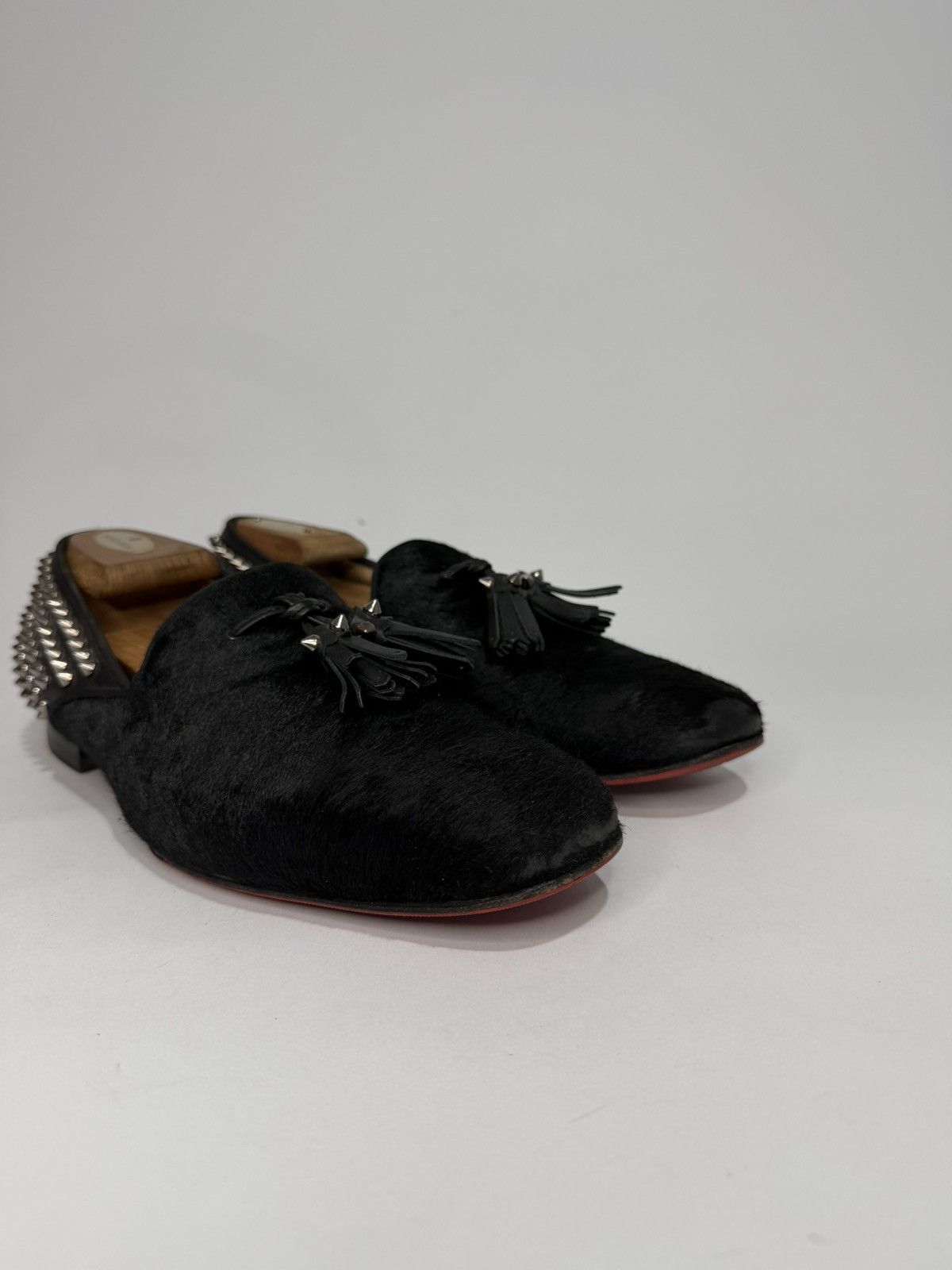 Christian Louboutin Christian Louboutin Black Pony Hair Tassel Spike Loafers Size US 9.5 / EU 42-43 - 7 Thumbnail