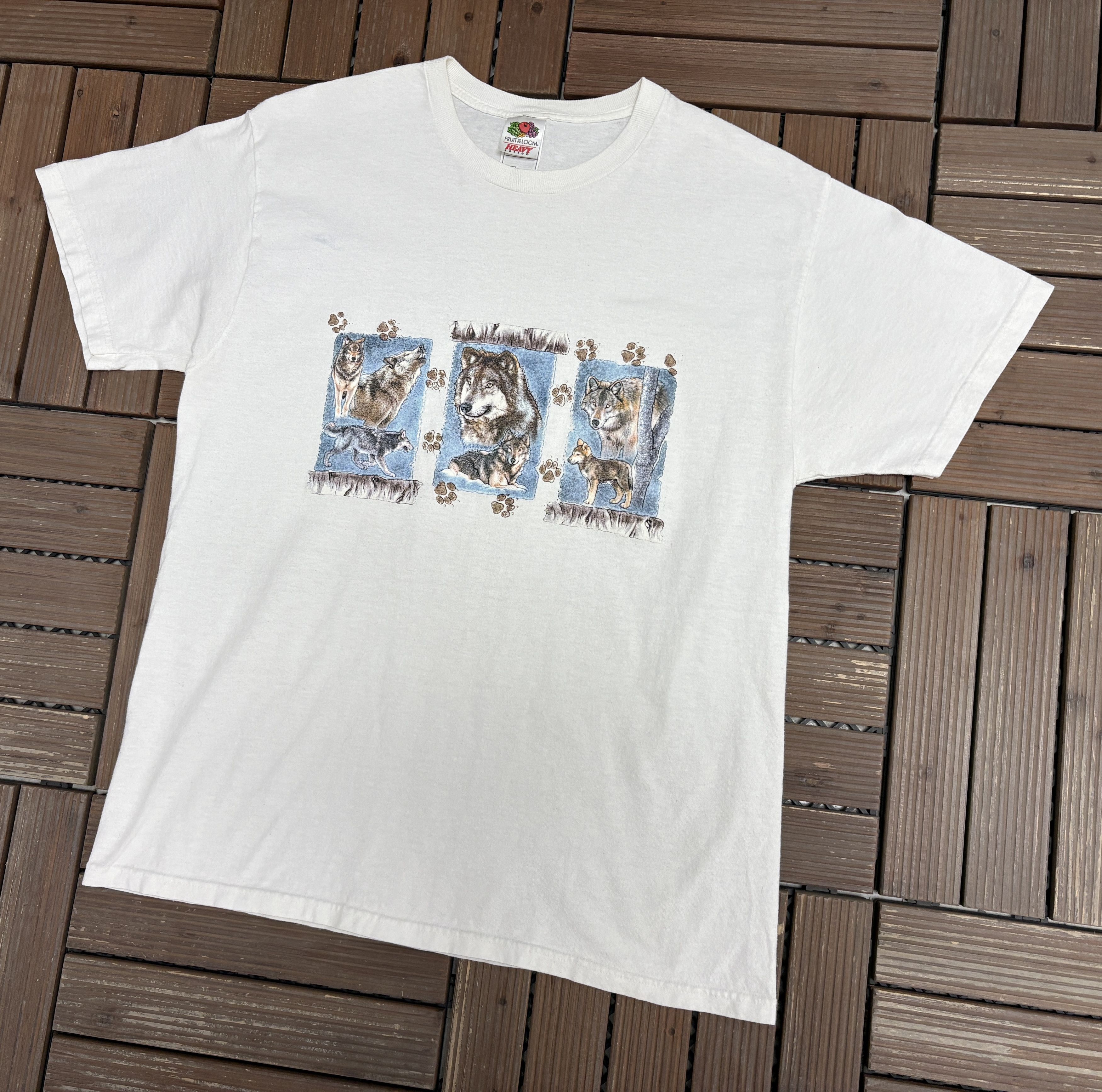 Vintage Wolves Scenic Vintage White Y2K T-Shirt Tee Size US L / EU 52-54 / 3 - 3 Thumbnail