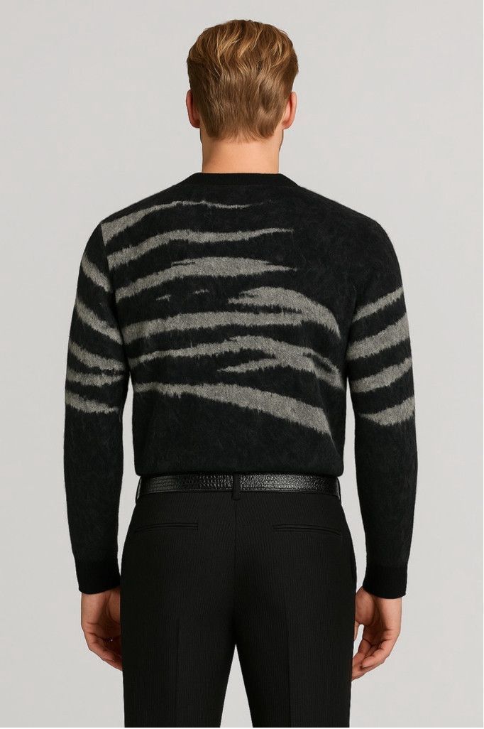 Allsaints AllSaints Oversized Mohair Sweater in Gray + Black Abstract Size US L / EU 52-54 / 3 - 5 Thumbnail