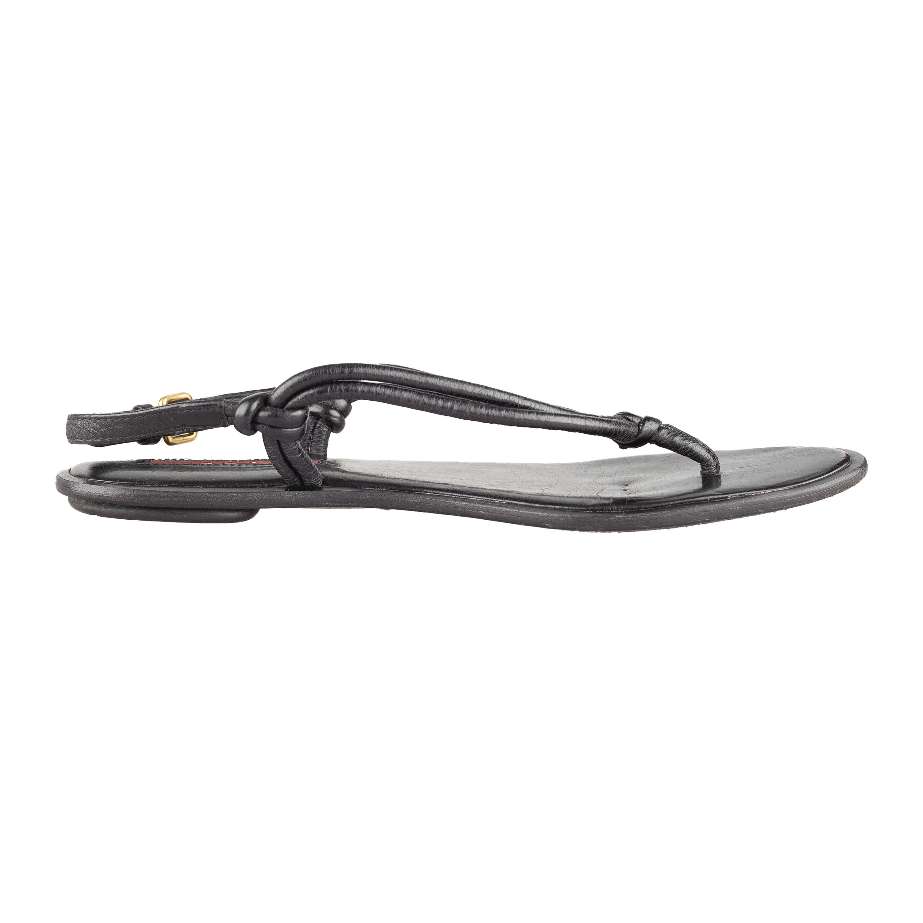 Prada Prada Sport Vintage Black Flat Thong Sandals (38 IT / 38 EU) Size US 7 / IT 37 - 4 Thumbnail