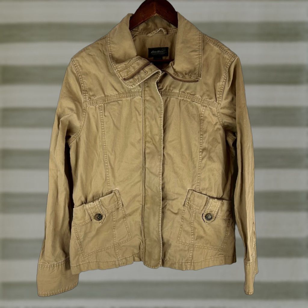 Eddie Bauer Eddie Bauer Womens Large Tan Utility Jacket Full Zip Cotton Field Casual Outdoor Size L / US 10 / IT 46 - 1 Thumbnail