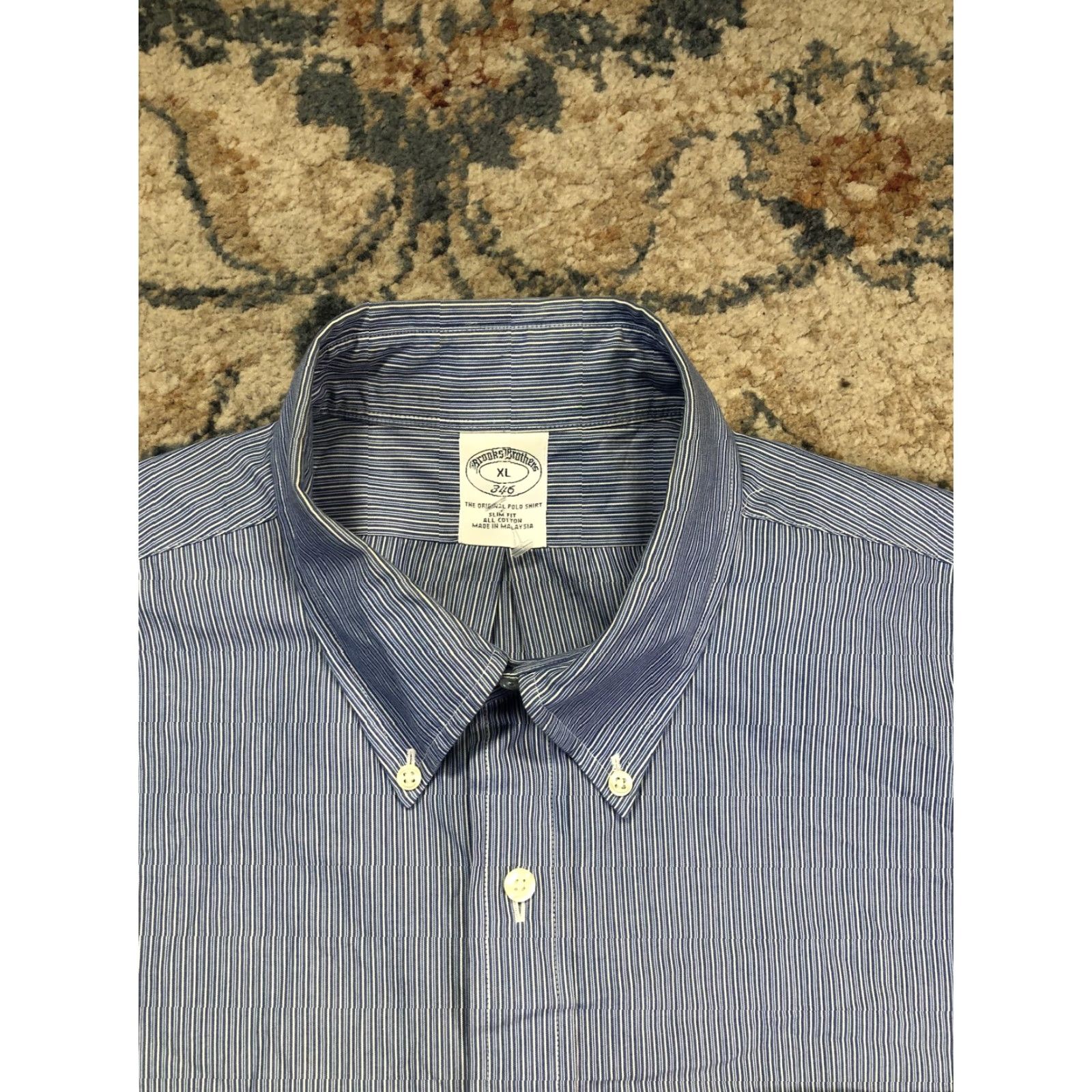 Brooks Brothers Brooks Brothers Shirt Mens XL Blue Stripe Slim Fit Long Sleeve Button Down Size US XL / EU 56 / 4 - 2 Thumbnail