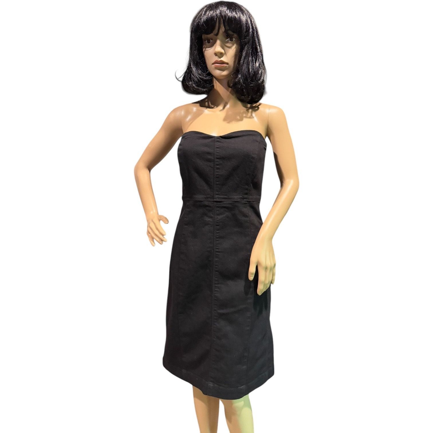 Gap NWT 2011 Gap black denim strapless stretchy patchwork dress Size L / US 10 / IT 46 - 9 Thumbnail