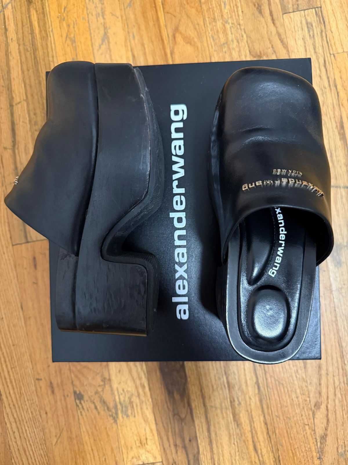 Alexander Wang ALEXANDER WANG Zoe 85 Mm Leather Platform Clog In Black Size US 6 / IT 36 - 4 Thumbnail