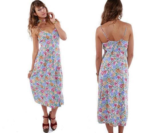 Designer 90s Vintage Floral Sun Dress with sweetheart neckline Size S / US 4 / IT 40 - 2 Thumbnail