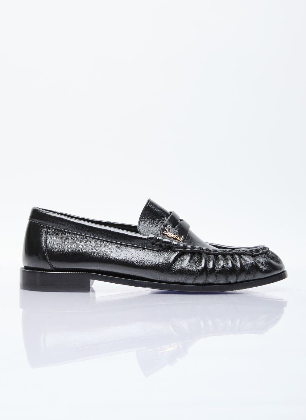 image of Saint Laurent Paris Le Loafer Penny Slippers in Black, Women's (Size 9)