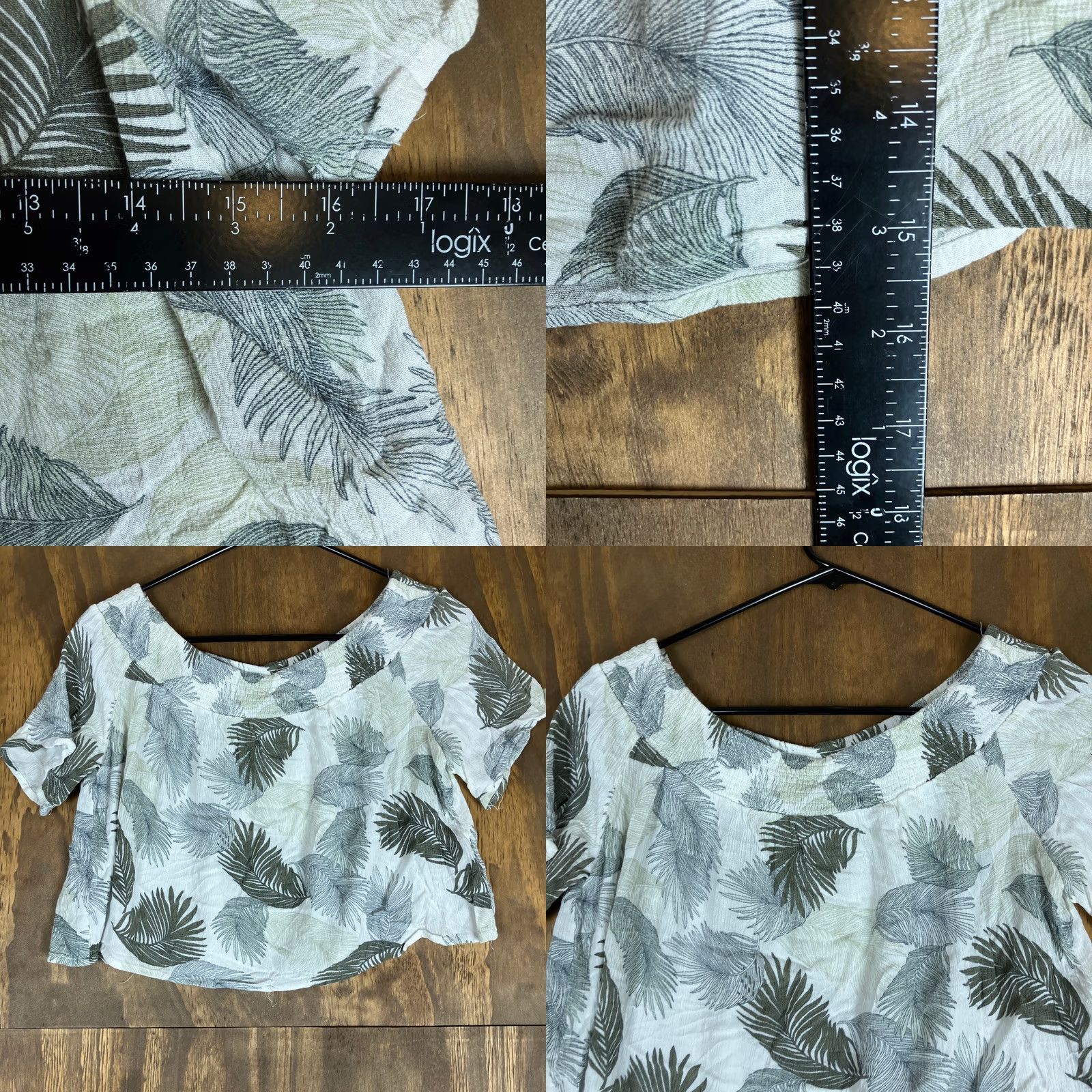 Anthropologie Sadie & Sage Anthropologie Womens Blouse White Leaf Print Off Shoulder Crop M Size M / US 6-8 / IT 42-44 - 8 Thumbnail
