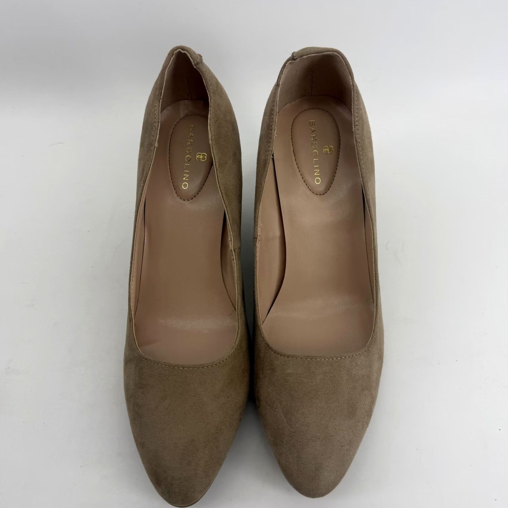 Vintage Bandolino Wedge Pumps 8.5M Tan Beige Faux Suede Pointed Toe Slip On Heel Pump Women Office Business Formal Workwear Size US 9 / IT 39 - 7 Thumbnail