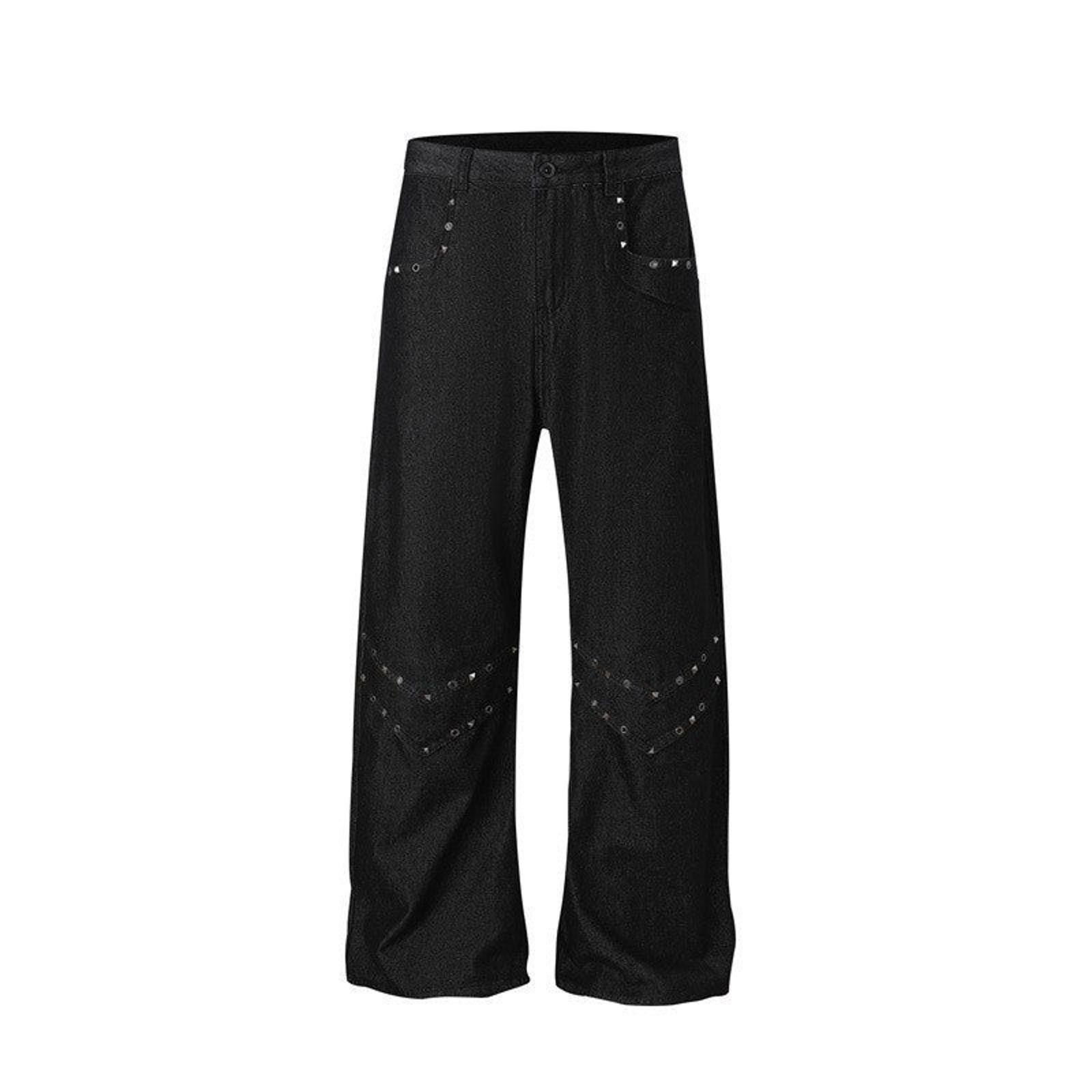 Vintage Stud-Detail Patchwork Wide-Leg Tapered Pants Size US 30 / EU 46 - 5 Thumbnail
