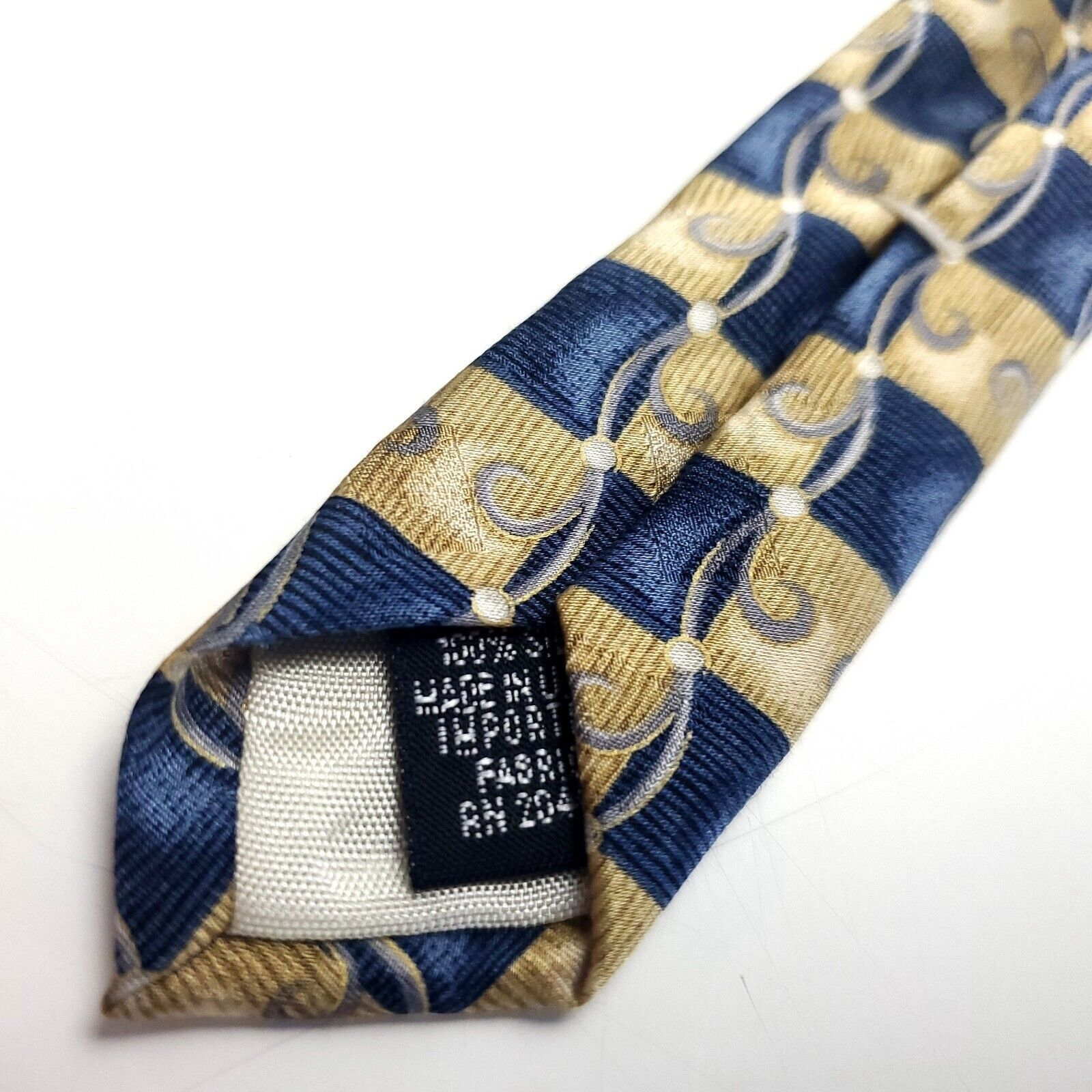Stafford Stafford Executive Blue Beige Silk Tie Woven Geometric Check Size ONE SIZE - 5 Thumbnail