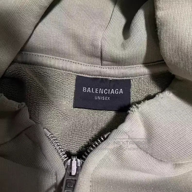 Balenciaga Balenciaga Military Green Destroyed Washed Zip-Up Hoodie J Size US M / EU 48-50 / 2 - 3 Thumbnail