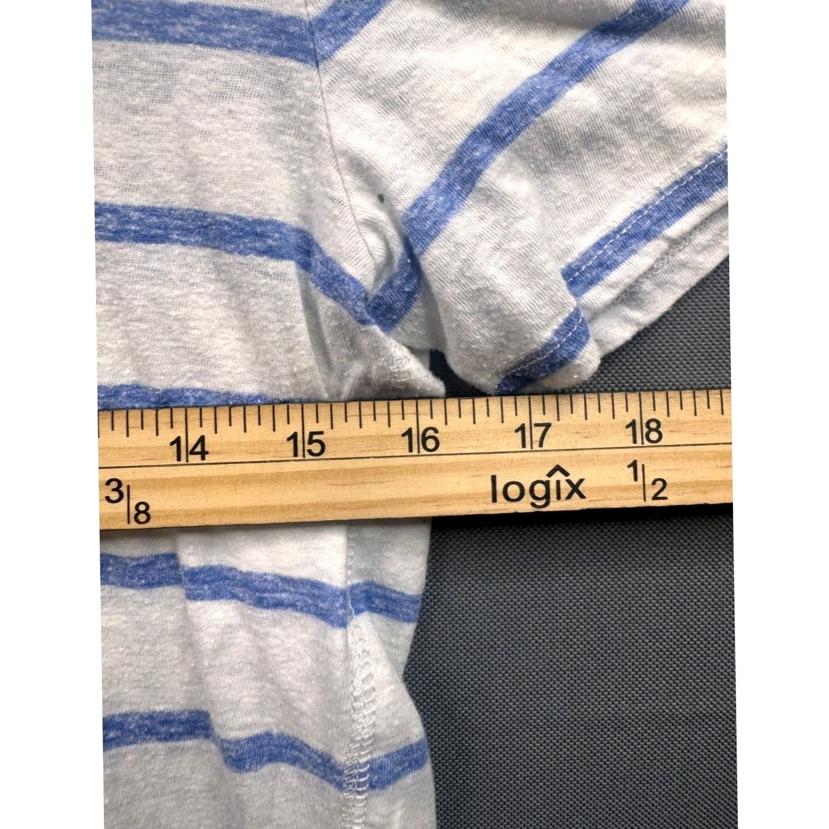 Aeropostale Aeropostale Womens Medium Blue White Striped Short Sleeve Crew Neck T-Shirt Size M / US 6-8 / IT 42-44 - 2 Thumbnail
