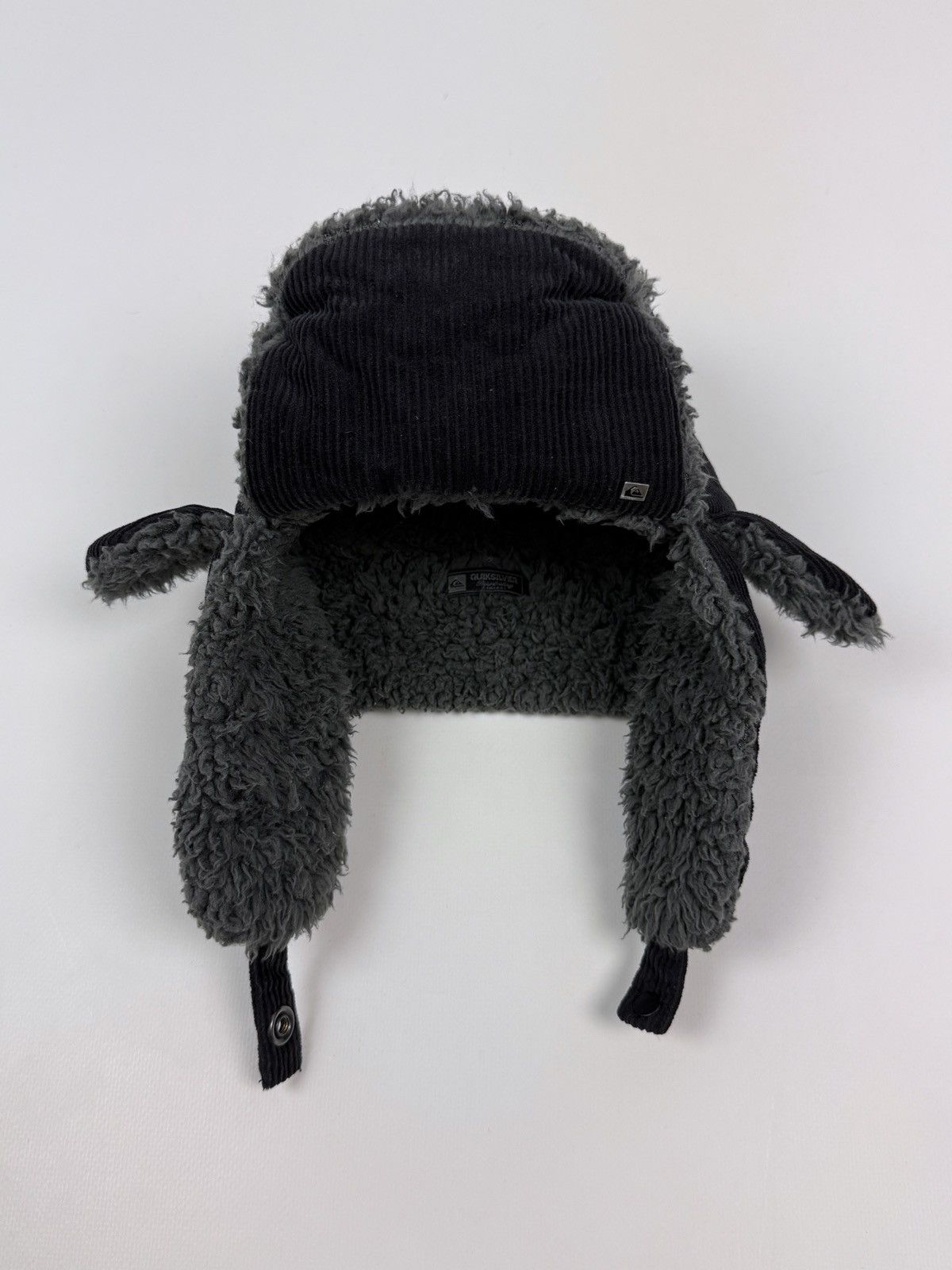 Quiksilver Quiksilver Black Corduroy Faux Fur Ushanka Trapper Hat Size ONE SIZE - 4 Thumbnail
