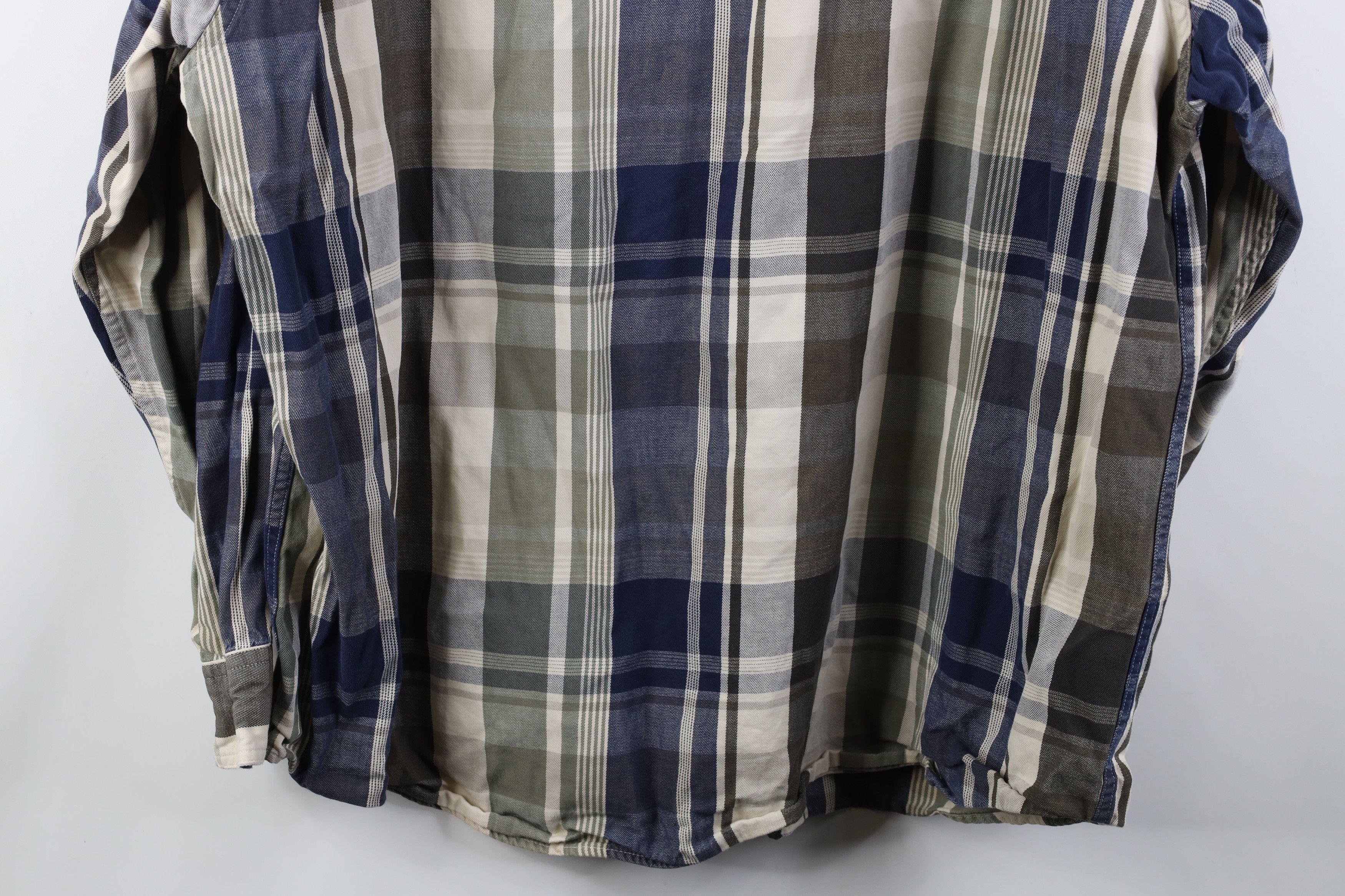 Vintage Vintage 90s Streetwear Twill Collared Button Shirt Plaid Size US XL / EU 56 / 4 - 11 Thumbnail