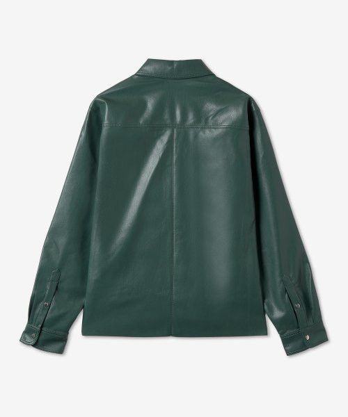 Frame !DS! SS23 Frame Dark Green Leather Shirt Jacket Size US M / EU 48-50 / 2 - 6 Thumbnail