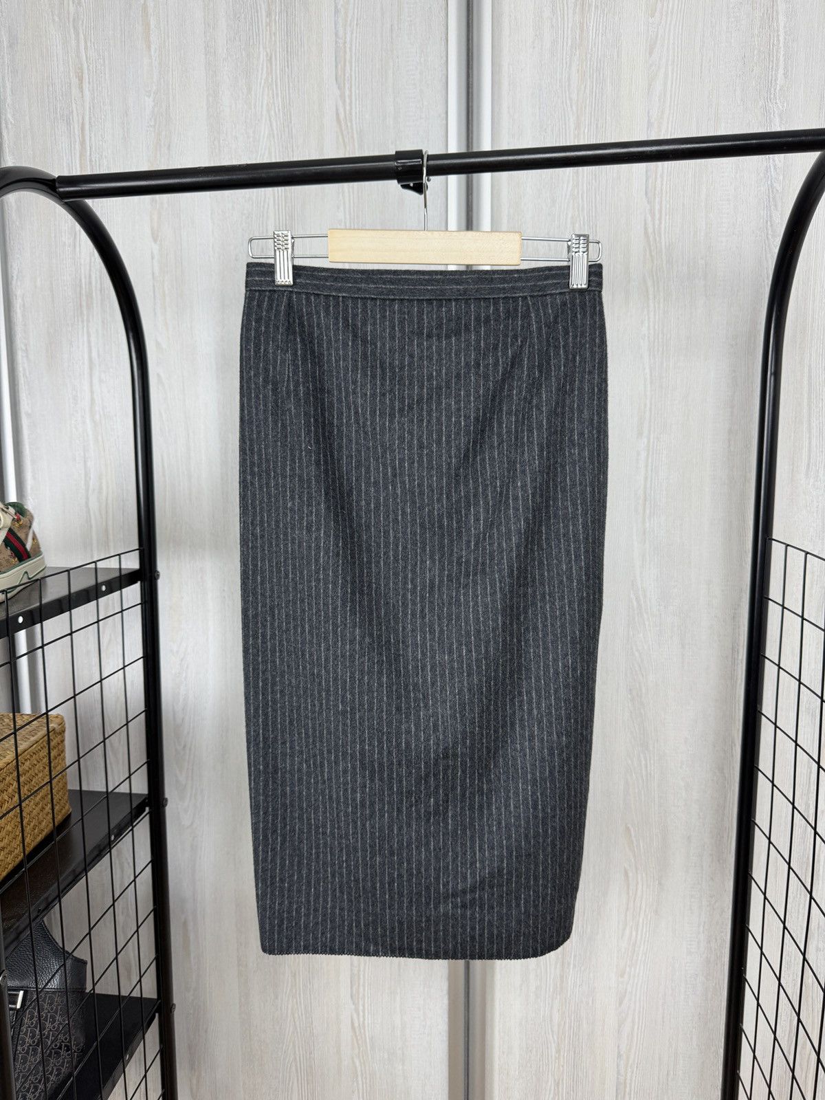 Vintage × Yves Saint Laurent 90s Vintage Yves Saint Laurent Variation Striped Wool Skirt Size 28" / US 6 / IT 42 - 1 Thumbnail