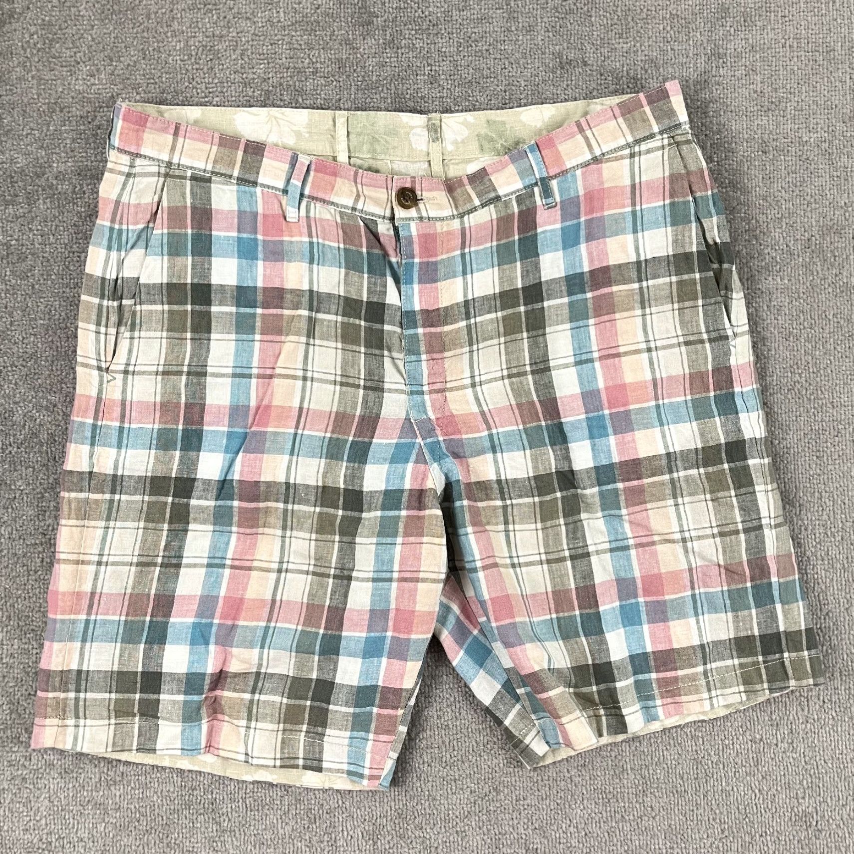 Tommy Bahama Tommy Bahama Reversible Shorts Mens 38 / 9.5 Floral MultiColor Plaid Linen Beach Size US 38 / EU 54 - 2 Thumbnail