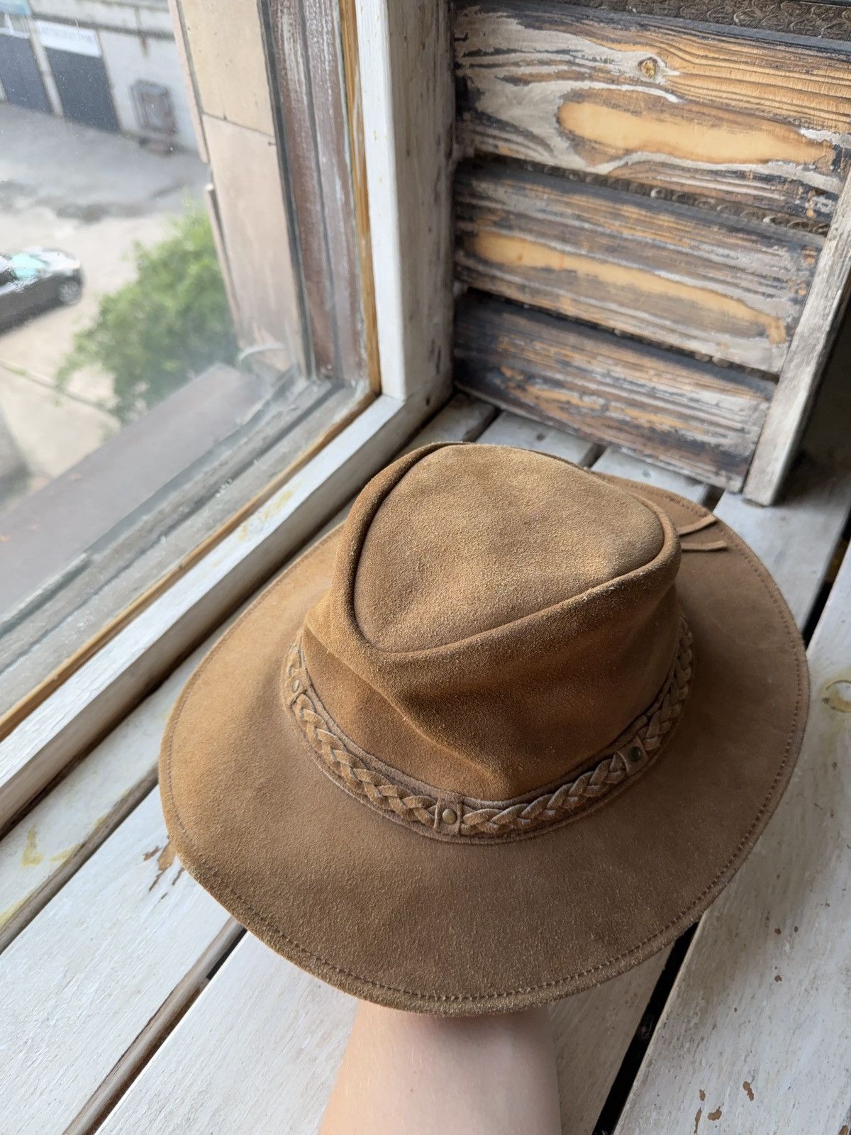 Cowboy Equipment × Leather × Vintage Vintage Retro 90s Suede Leather Cowboy Hat Braided Band L Size ONE SIZE - 4 Thumbnail