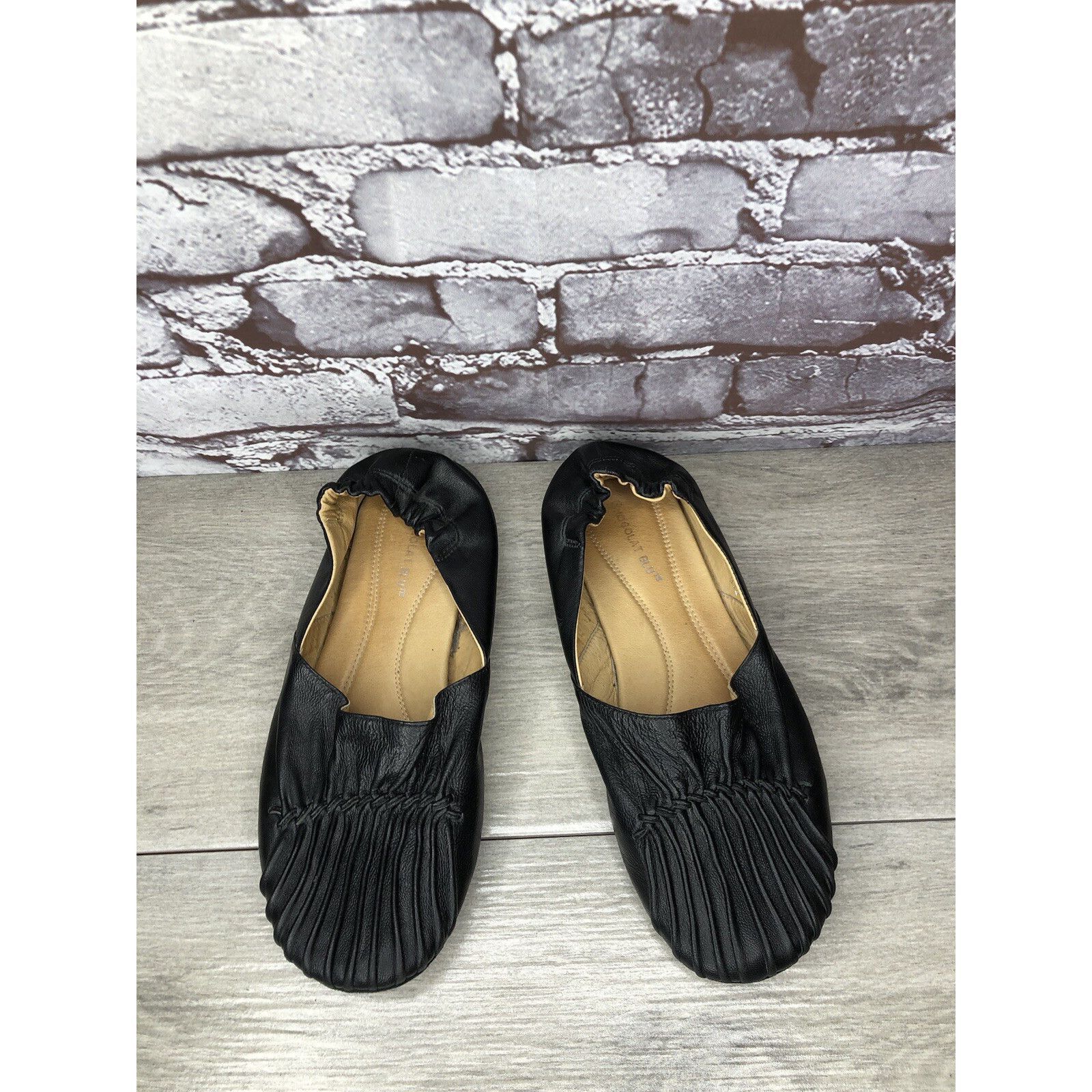 Chocolate Chocolate Blu CAM2 Black Pleated Leather Ballet Flats Shoes Size US 8 / IT 38 - 13 Thumbnail