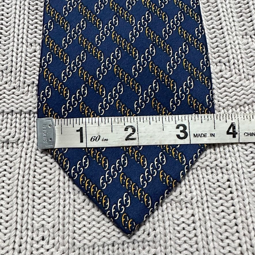 Fendi Vintage Fendi navy blue chain plaid Italian silk tie Size ONE SIZE - 6 Thumbnail