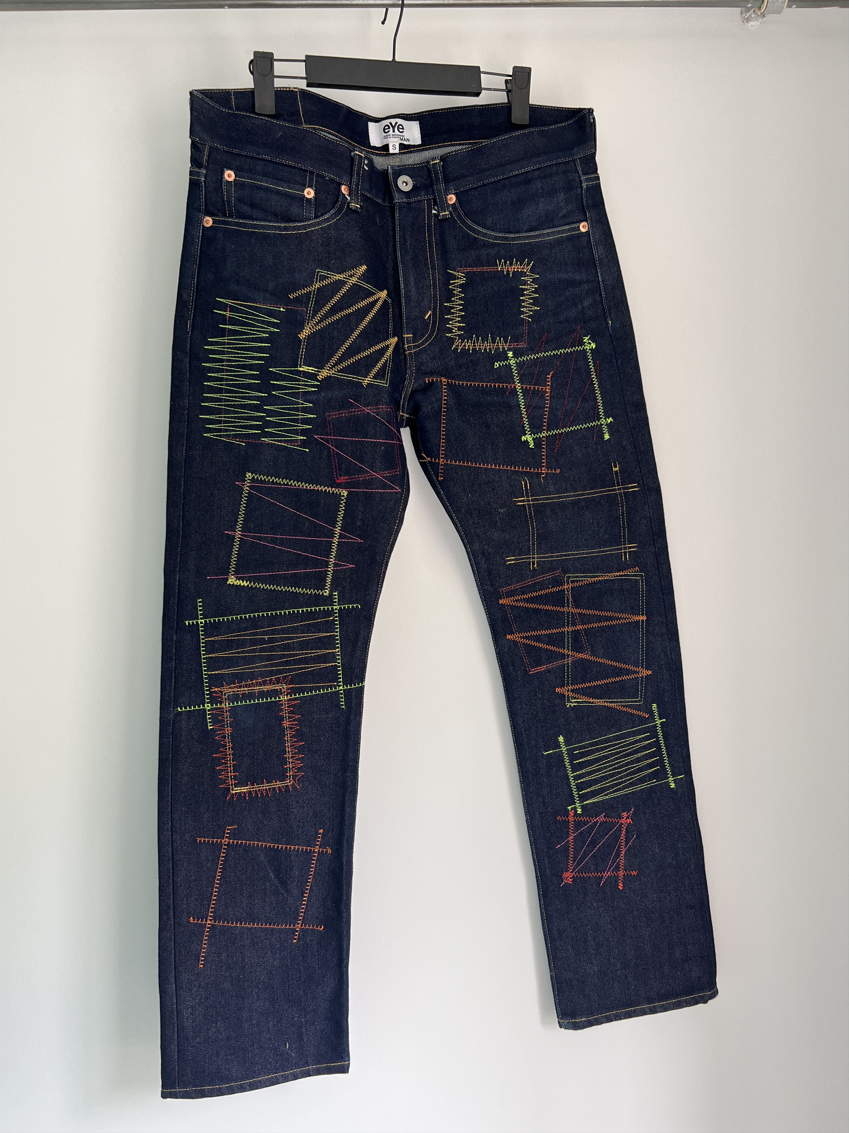 Comme des Garcons × Junya Watanabe eye Junya Watanabe cdg multicolor embroidered denim pants Size US 32 / EU 48 - 1 Thumbnail