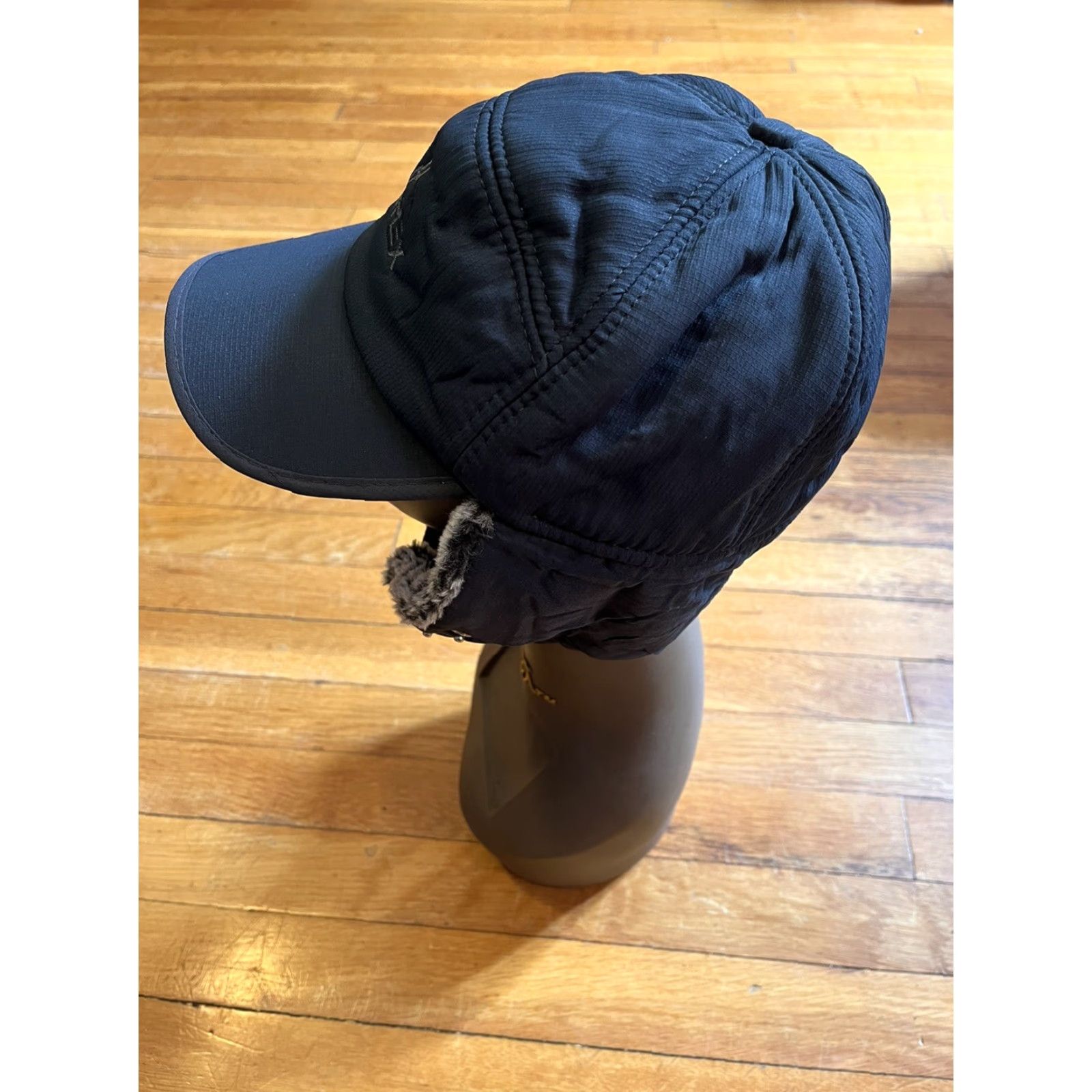 Vintage Supplex Trapper Hat Ear Flaps Black Mens One Size Winter Hat Size ONE SIZE - 5 Thumbnail