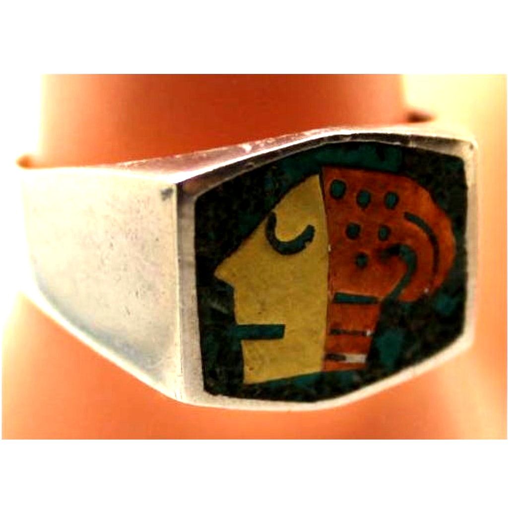 Other Jose Luis Flores Silver Ring Copper Brass Mayan Aztec Sz10.5 Size ONE SIZE - 1 Thumbnail