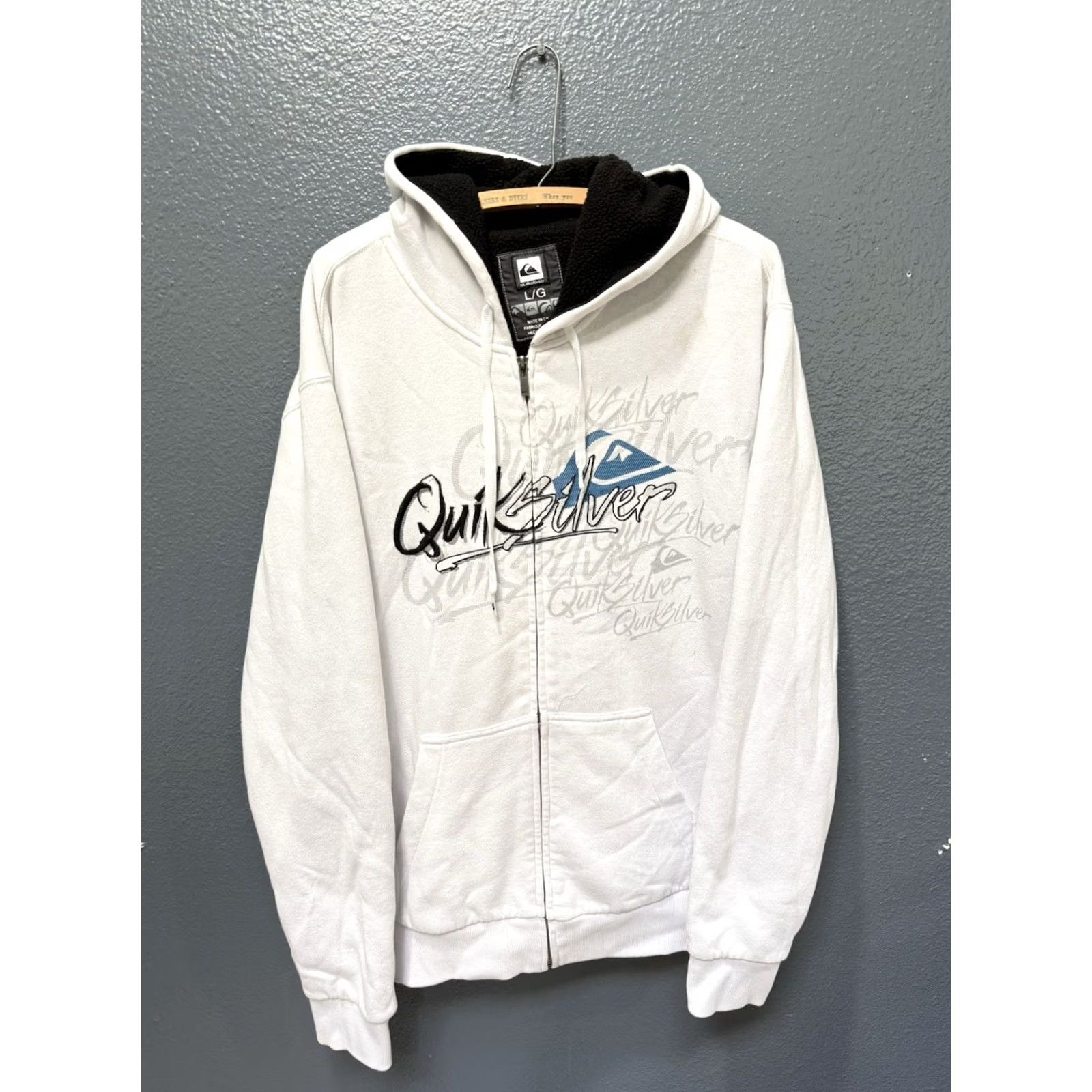 Quiksilver VINTAGE Quiksilver Hoodie Shirt Men’s L White Cotton Zip Surfing 90s? Size US L / EU 52-54 / 3 - 3 Thumbnail