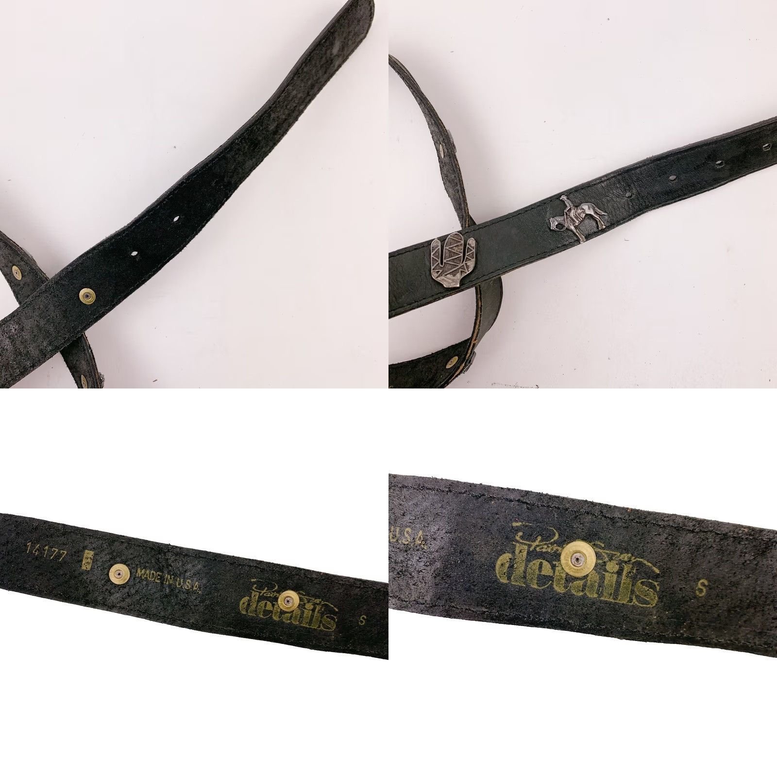 Vintage VINTAGE Patricia Green Black Leather Belt Size Small 31" Cactus Horse Conchos Womens Size ONE SIZE - 8 Thumbnail