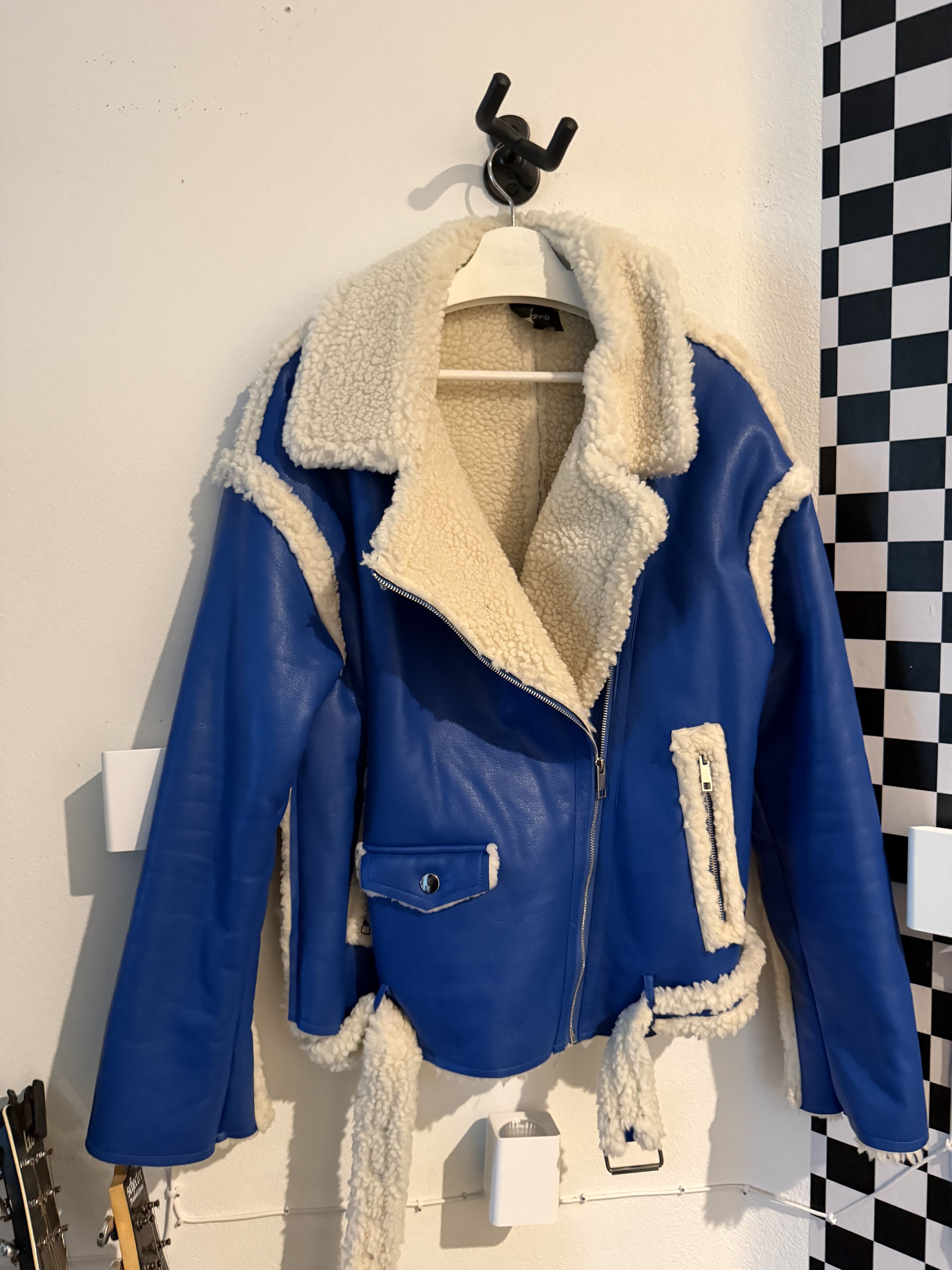 Boohoo Shearling Leather Biker Jacket Size US XL / EU 56 / 4 - 1 Thumbnail