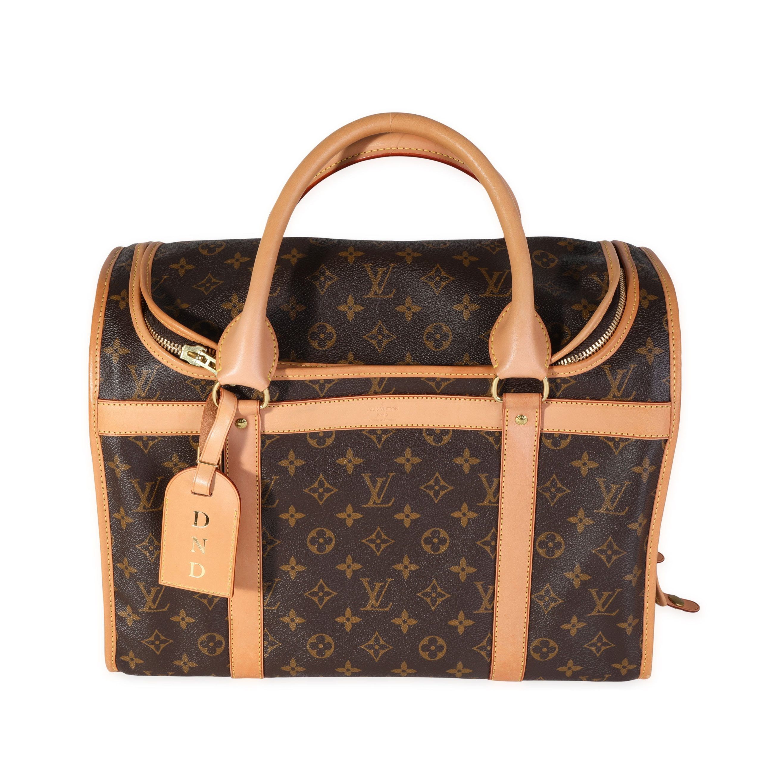 image of Louis Vuitton Monogram Canvas Dog Carrier 40 in Brown, Women's
