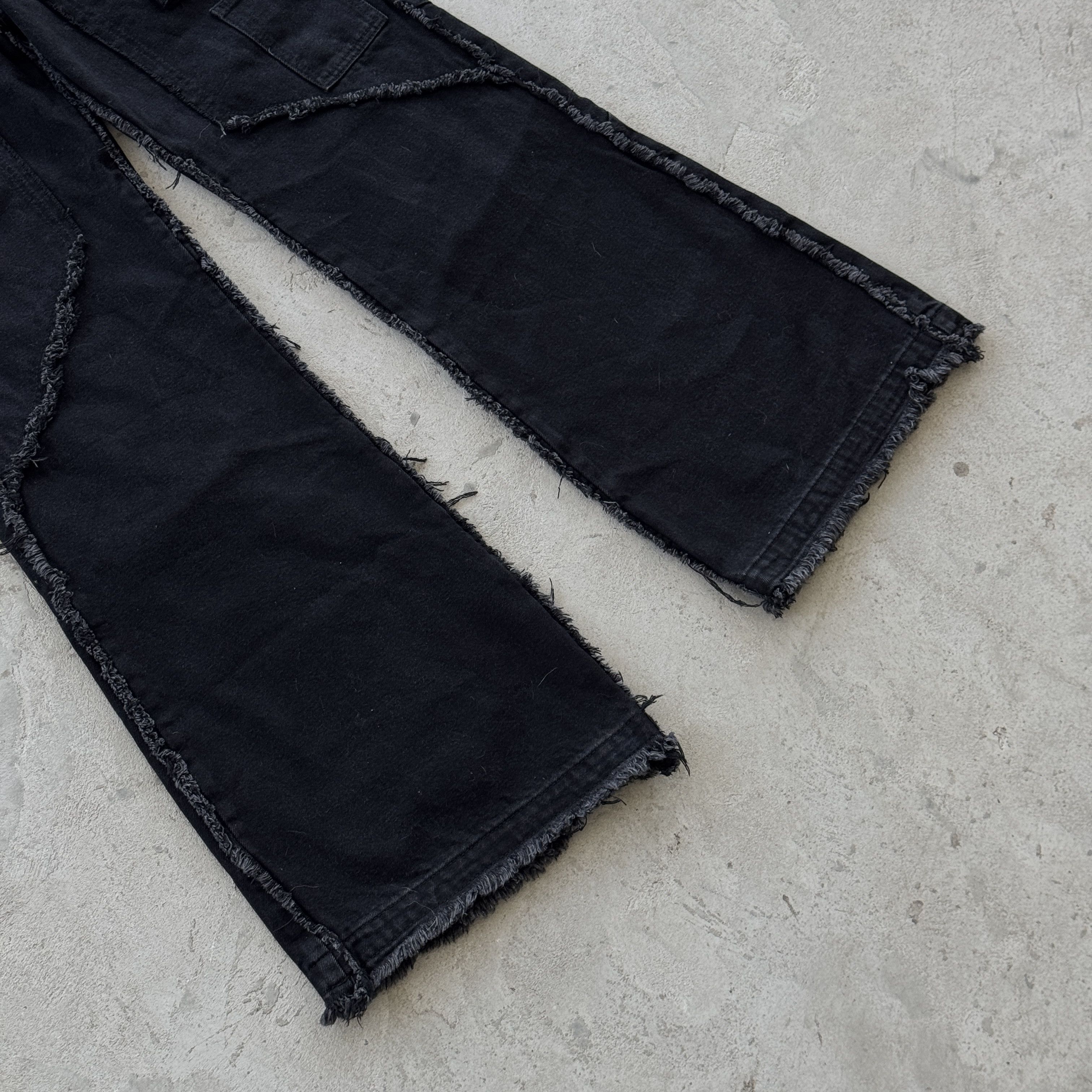 No Faith Studios No Faith Studios Black Frayed Patchwork Flared Jeans M Size 32" / US 10 / IT 46 - 8 Thumbnail