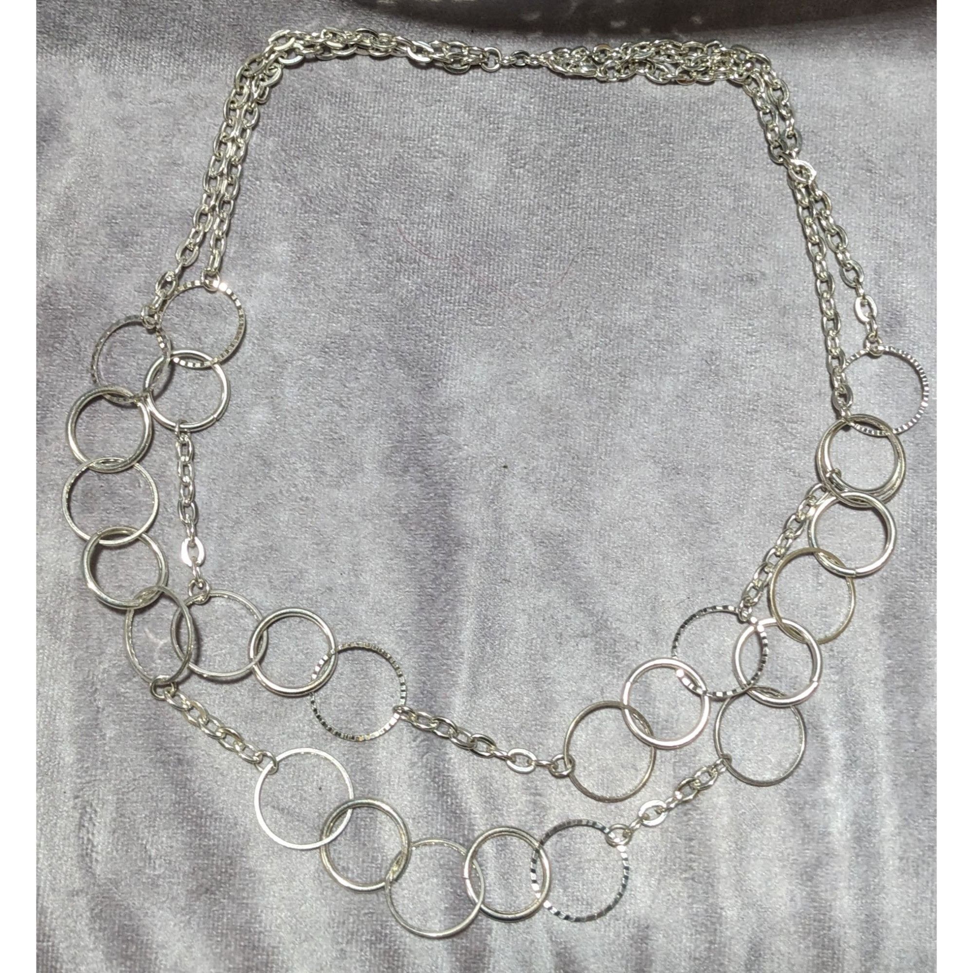 Other Multilayer Silver Ring Chain Link Necklace Size ONE SIZE - 8 Thumbnail