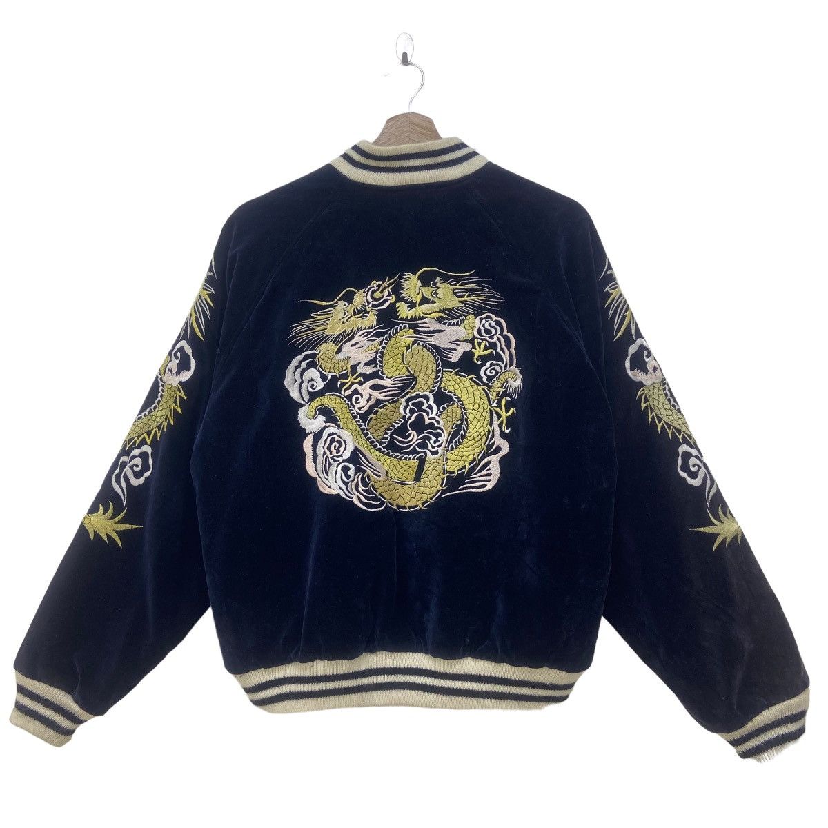 Japanese Brand Vintage Houston Navy Velvet Sukajan Souvenir Jacket Size US S / EU 44-46 / 1 - 1 Thumbnail