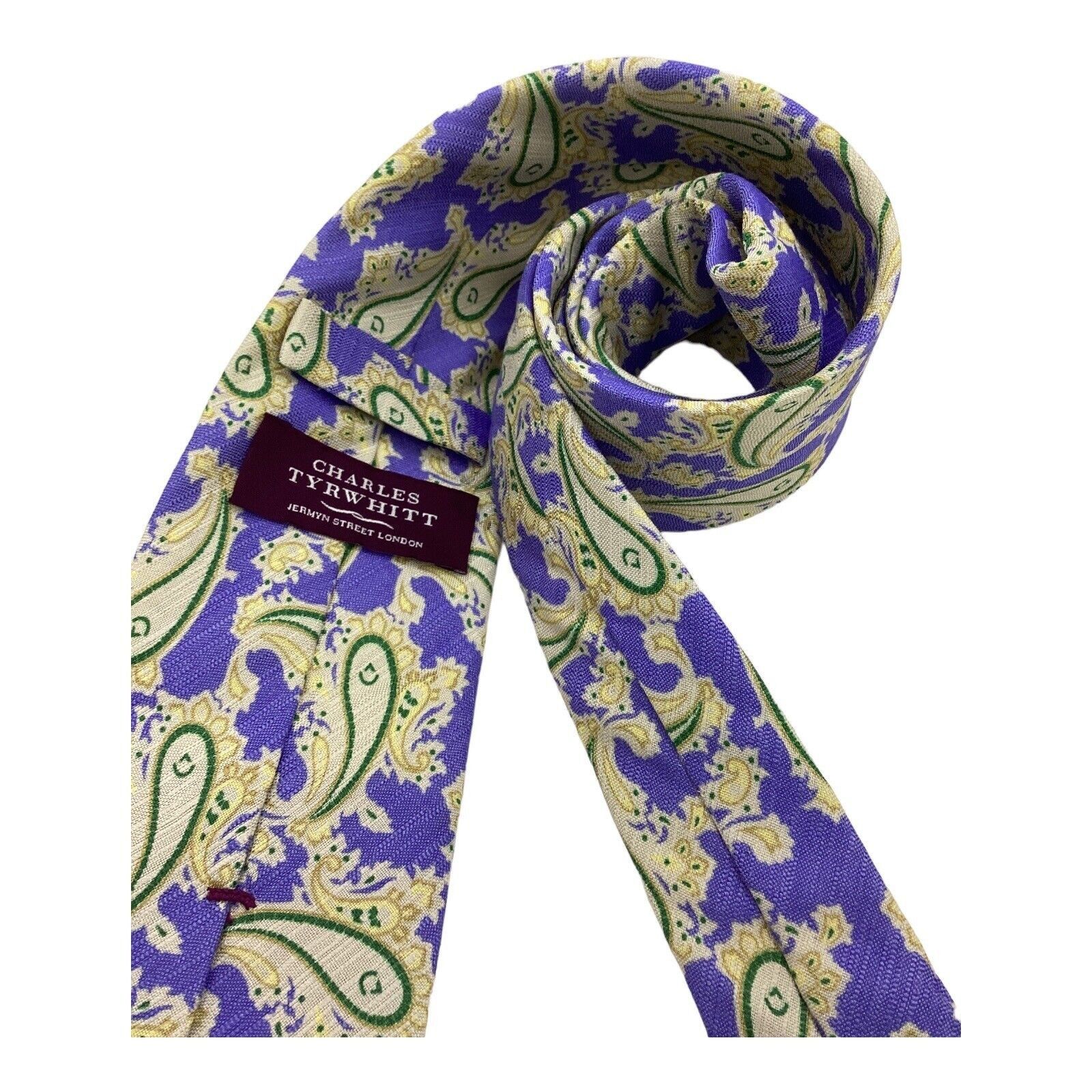 Charles Tyrwhitt CHARLES TYRWHITT Purple Paisley Luxury Silk Tie Hand Made In Size ONE SIZE - 3 Thumbnail