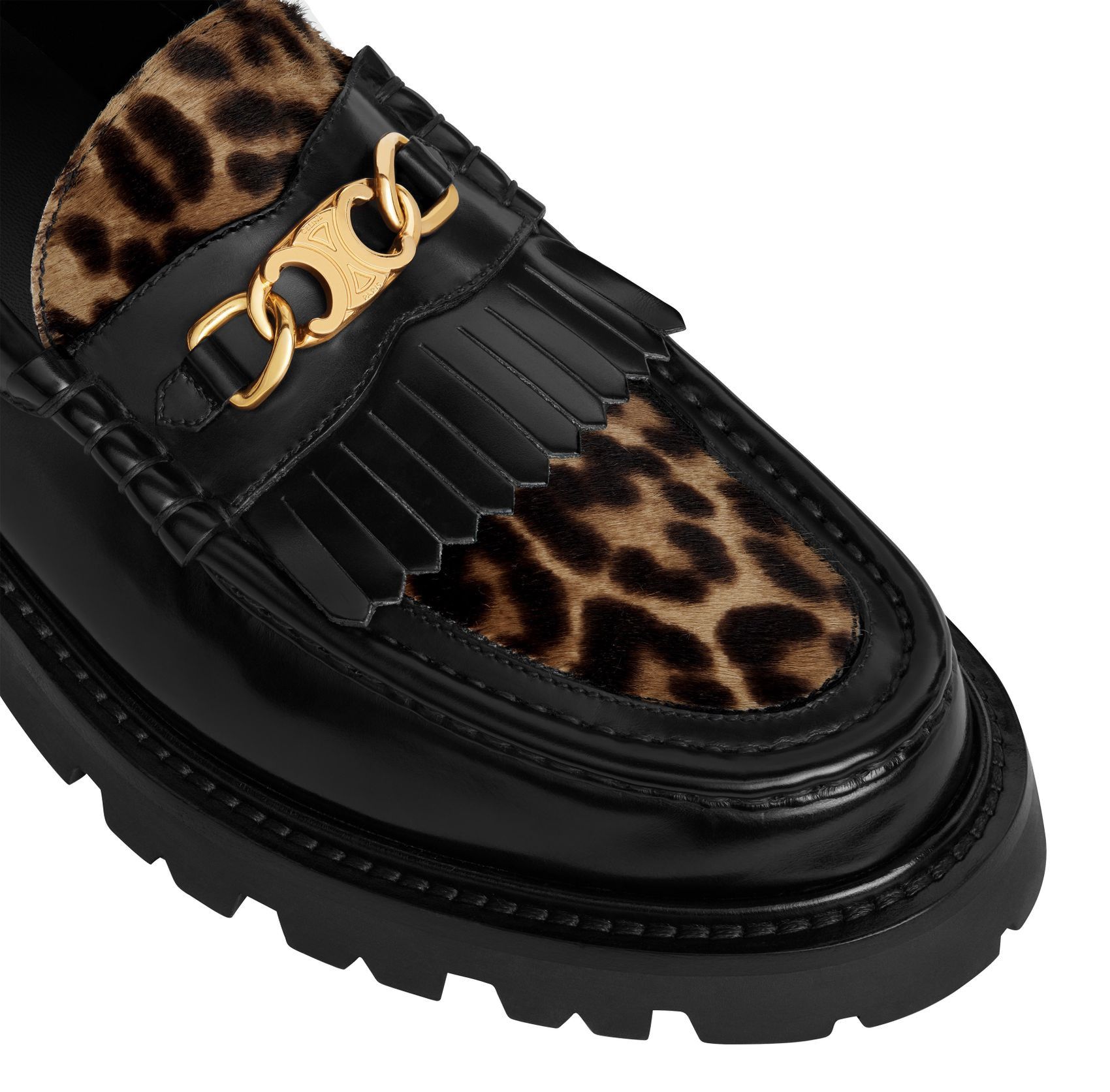 Celine o1bcso1str1024 Margaret Leopard Loafer in Black/Beige Size US 10 / IT 40 - 4 Thumbnail