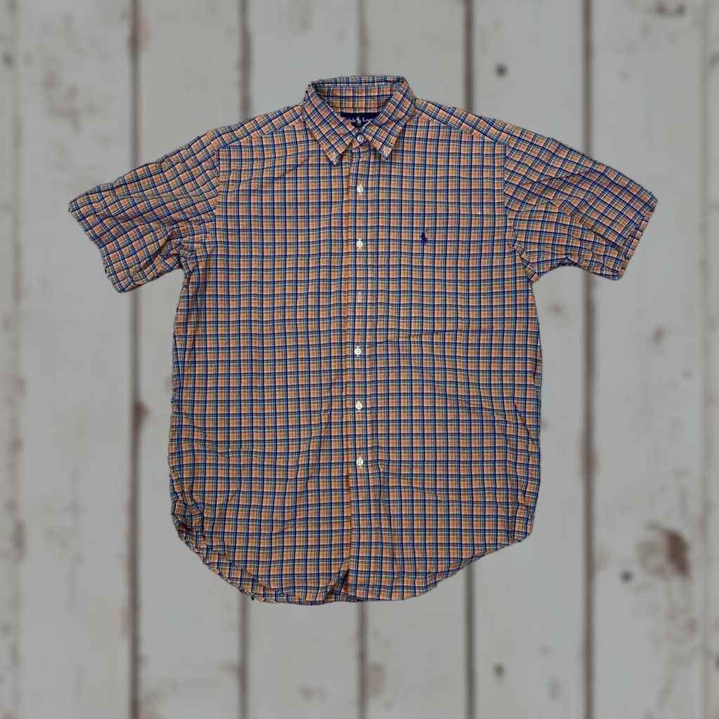 Polo Ralph Lauren VINTAGE Polo Ralph Lauren Mens Shirt Button-Down Plaid Orange & Blue M Size US M / EU 48-50 / 2 - 1 Thumbnail