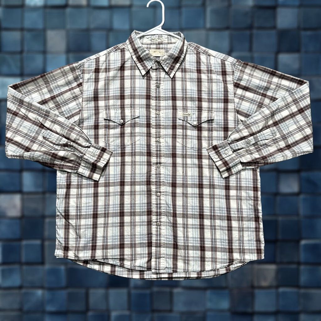 American Eagle Outfitters American Eagle Outfitters Shirt Mens XL Ivory Plaid Western Vintage Slim Fit Snap Button-Up Western Theme Mens XL Ivory Plaid Short? Size US XL / EU 56 / 4 - 1 Thumbnail