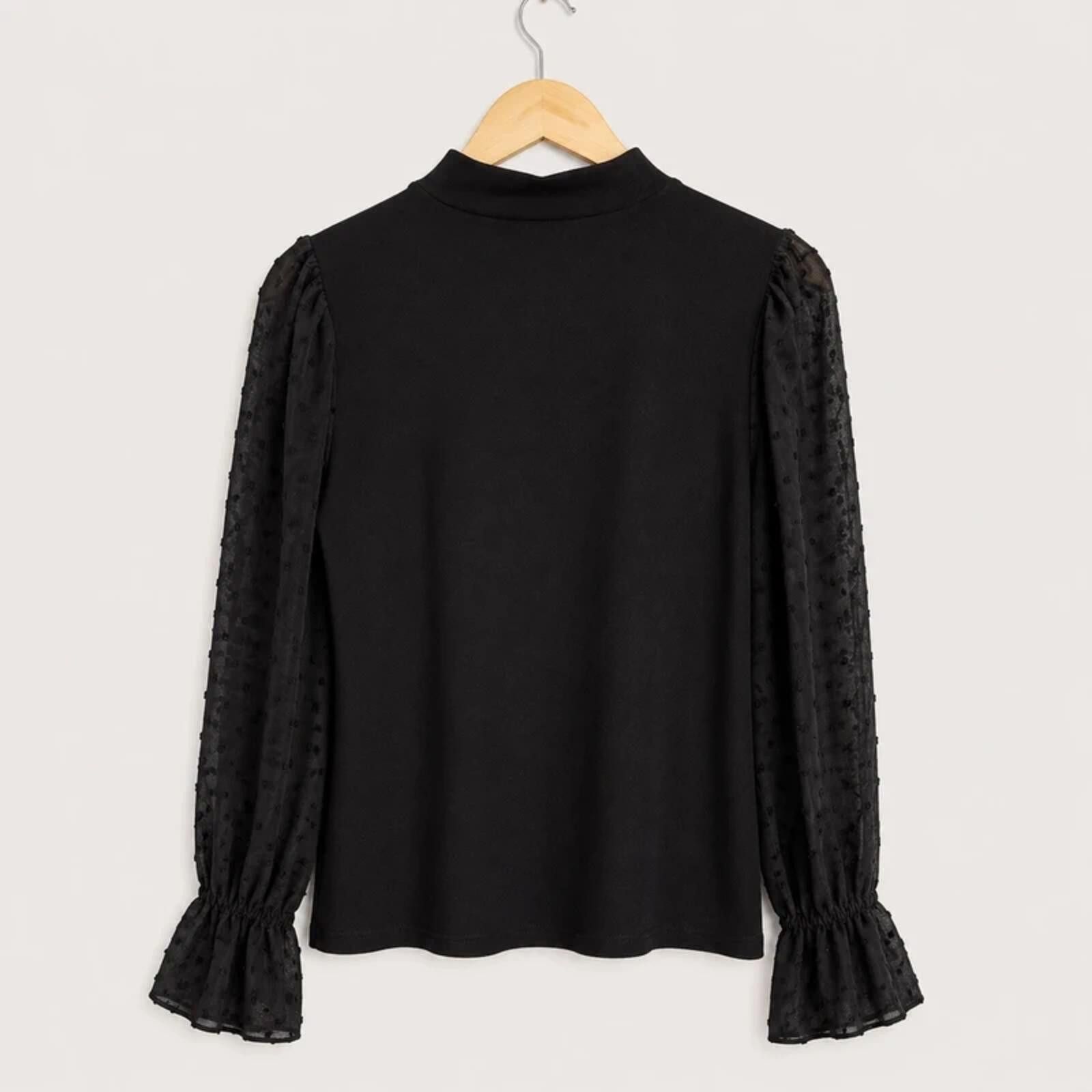 Other CeCe Black Mock Neck Dot Sheer Sleeve Blouse Top Size Small Size S / US 4 / IT 40 - 3 Thumbnail